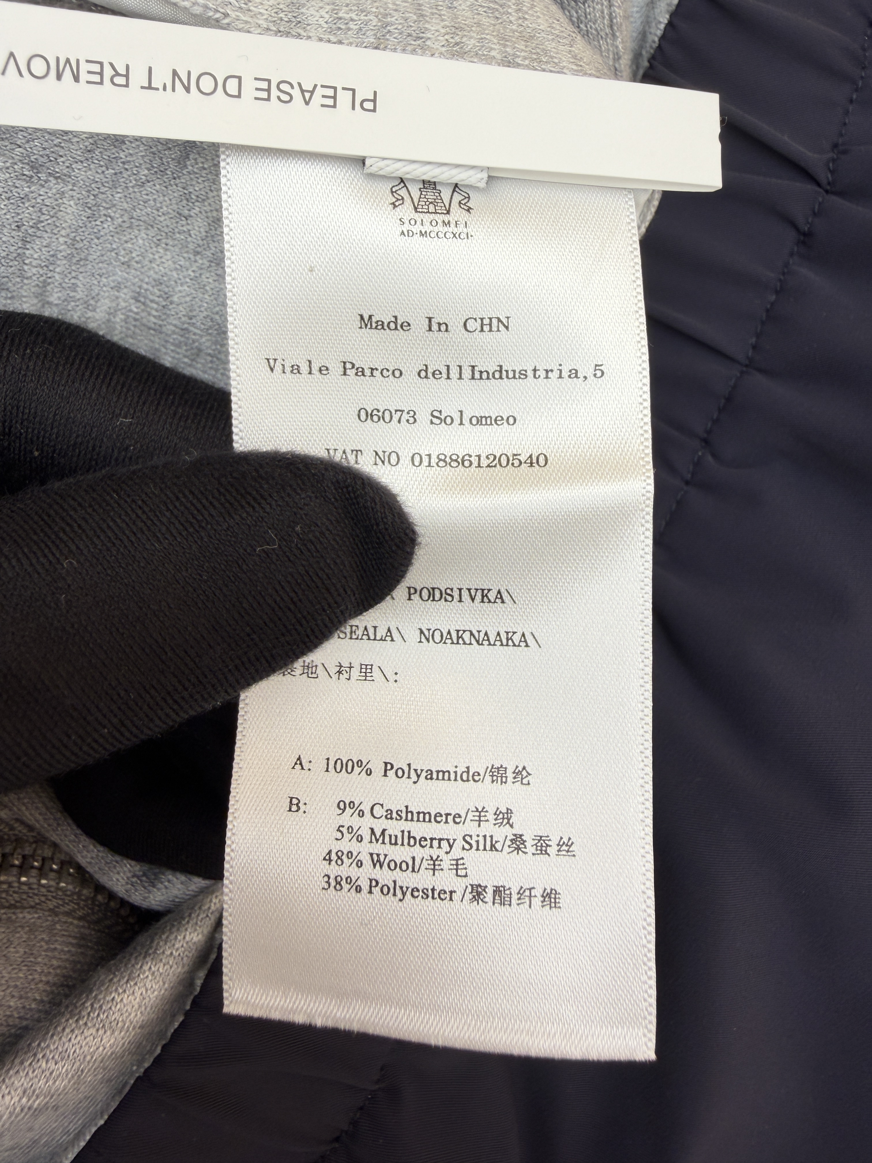 Brunello Cucinelli 标识双面两穿拉链立领夹克 外套 长袖 秋冬款 藏蓝色/灰色 C5