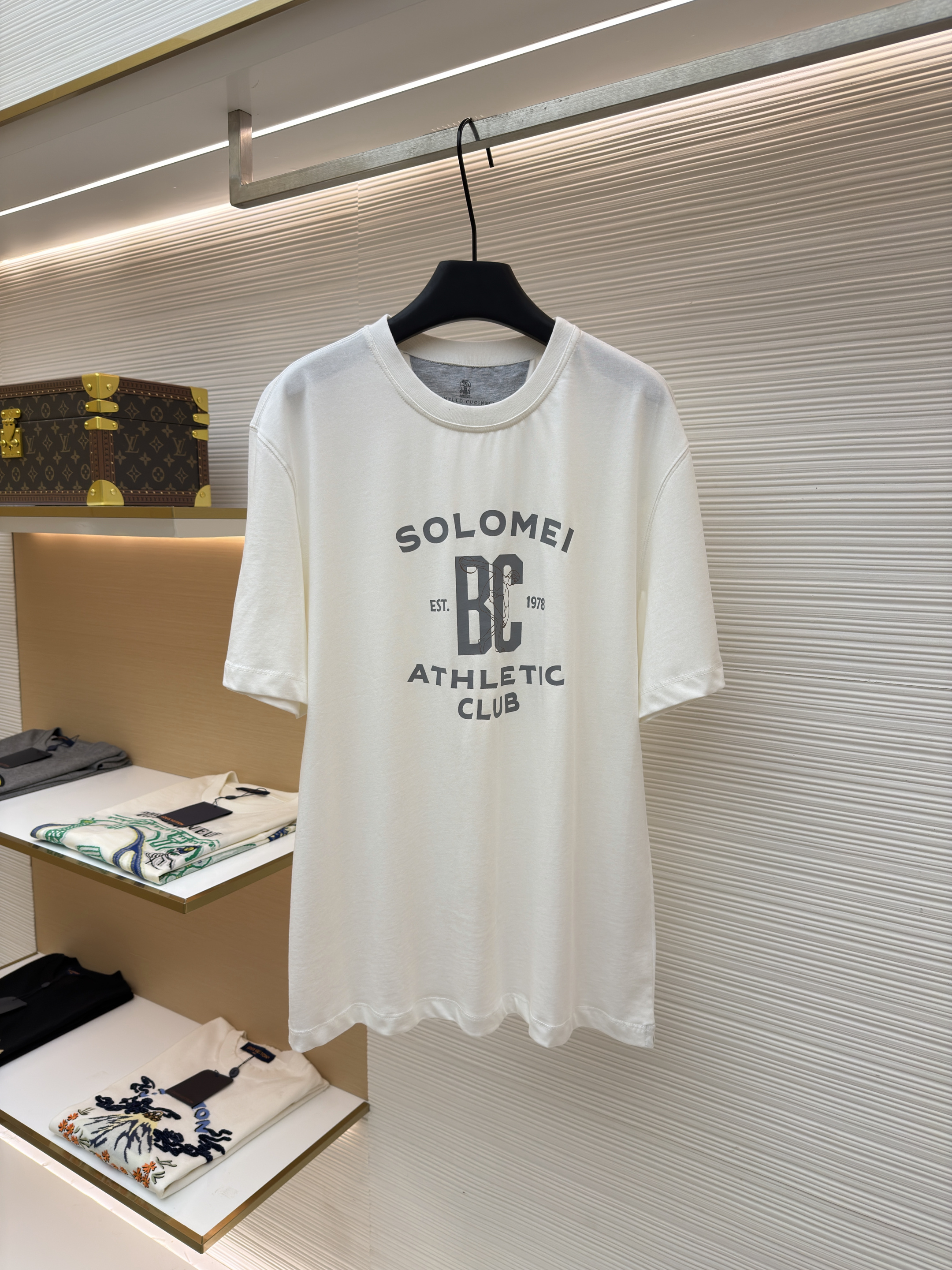 Brunello Cucinelli BC 标识印花圆领短袖 T恤 夏款 黑色 白色 A0