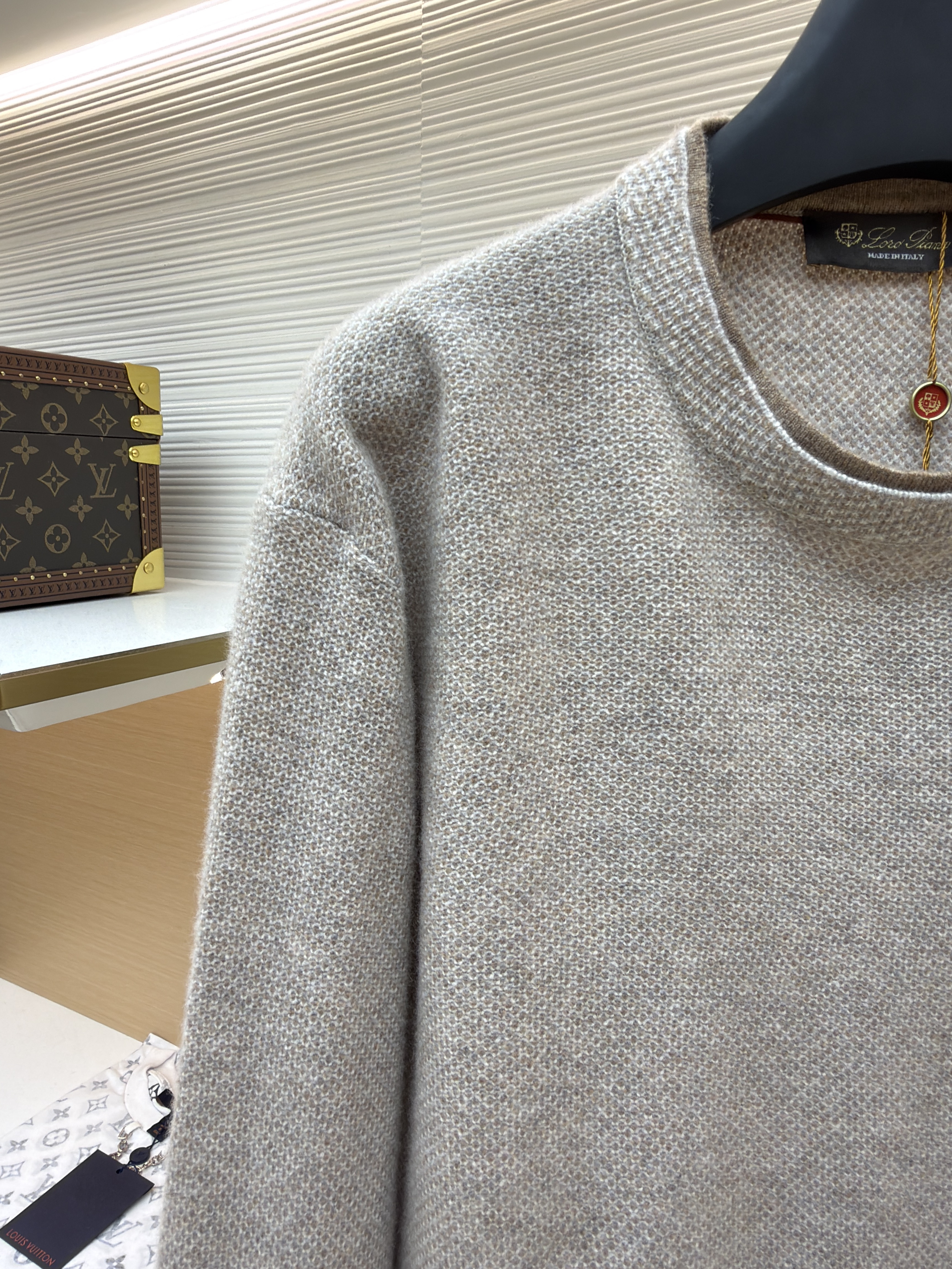 Loro Piana LP 藤格双层领套头针织毛衣 针织衫 外套 长袖 秋冬 木色 深木色 B5