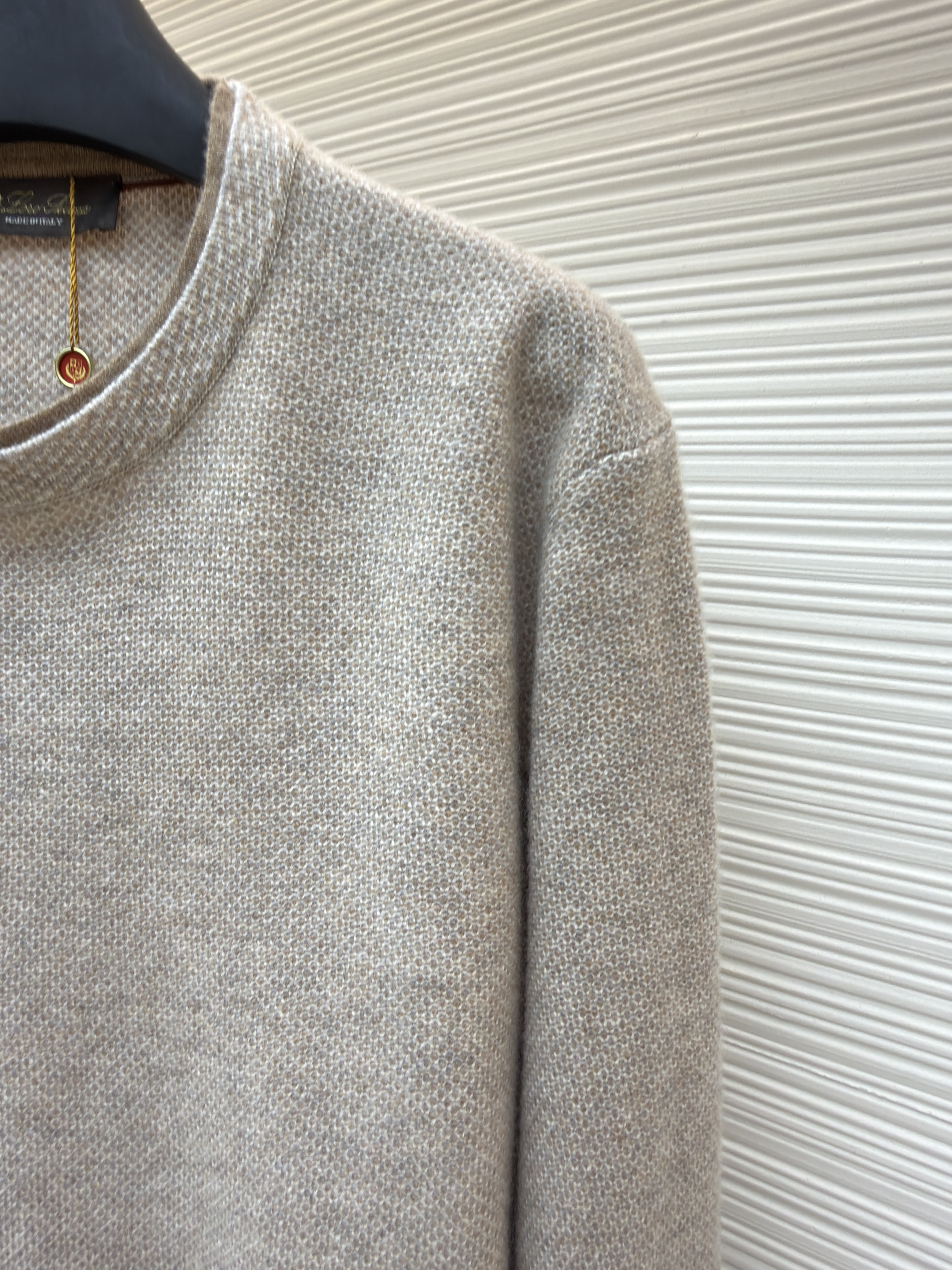 Loro Piana LP 藤格双层领套头针织毛衣 针织衫 外套 长袖 秋冬 木色 深木色 B5