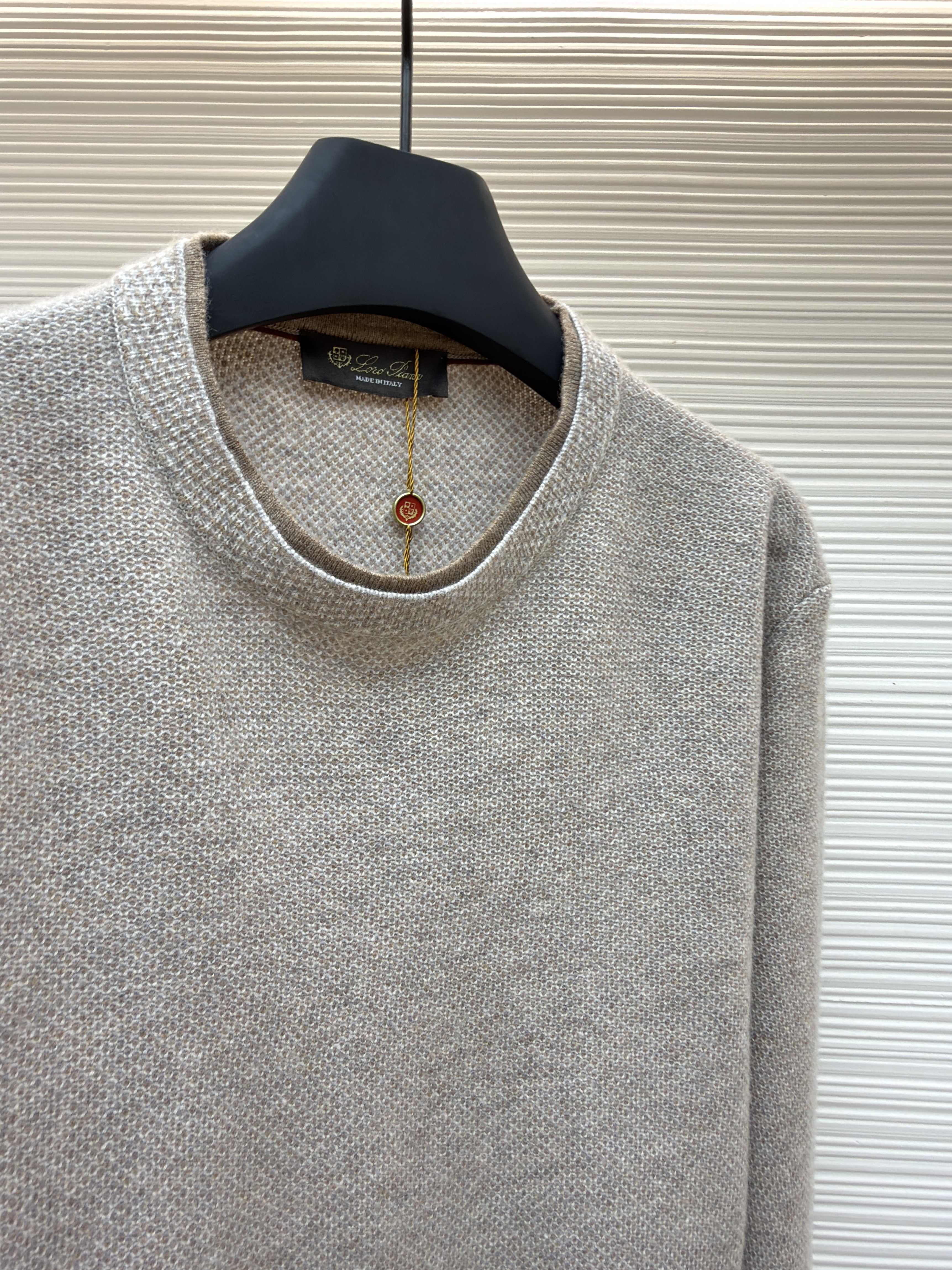 Loro Piana LP 藤格双层领套头针织毛衣 针织衫 外套 长袖 秋冬 木色 深木色 B5