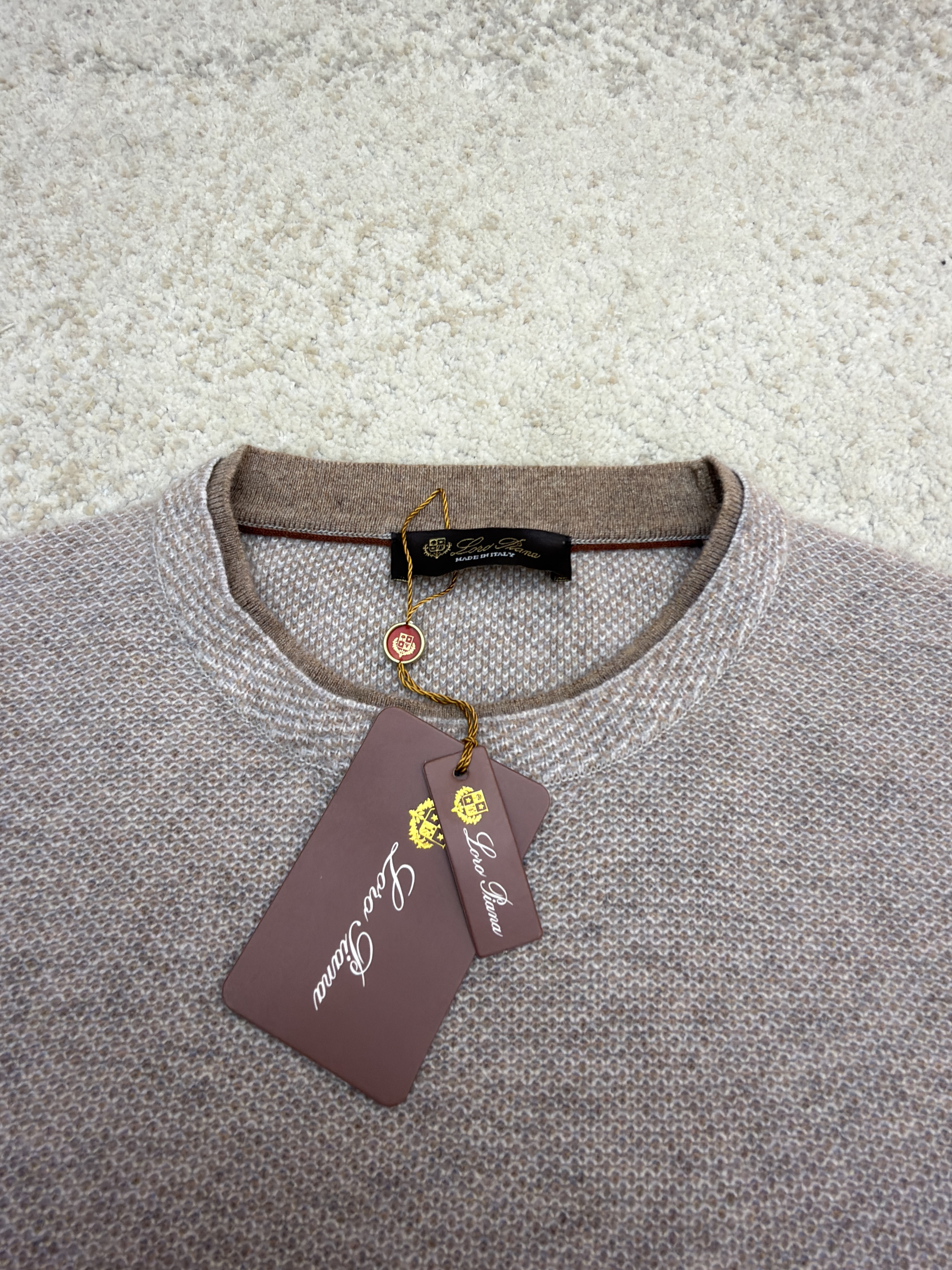 Loro Piana LP 藤格双层领套头针织毛衣 针织衫 外套 长袖 秋冬 木色 深木色 B5