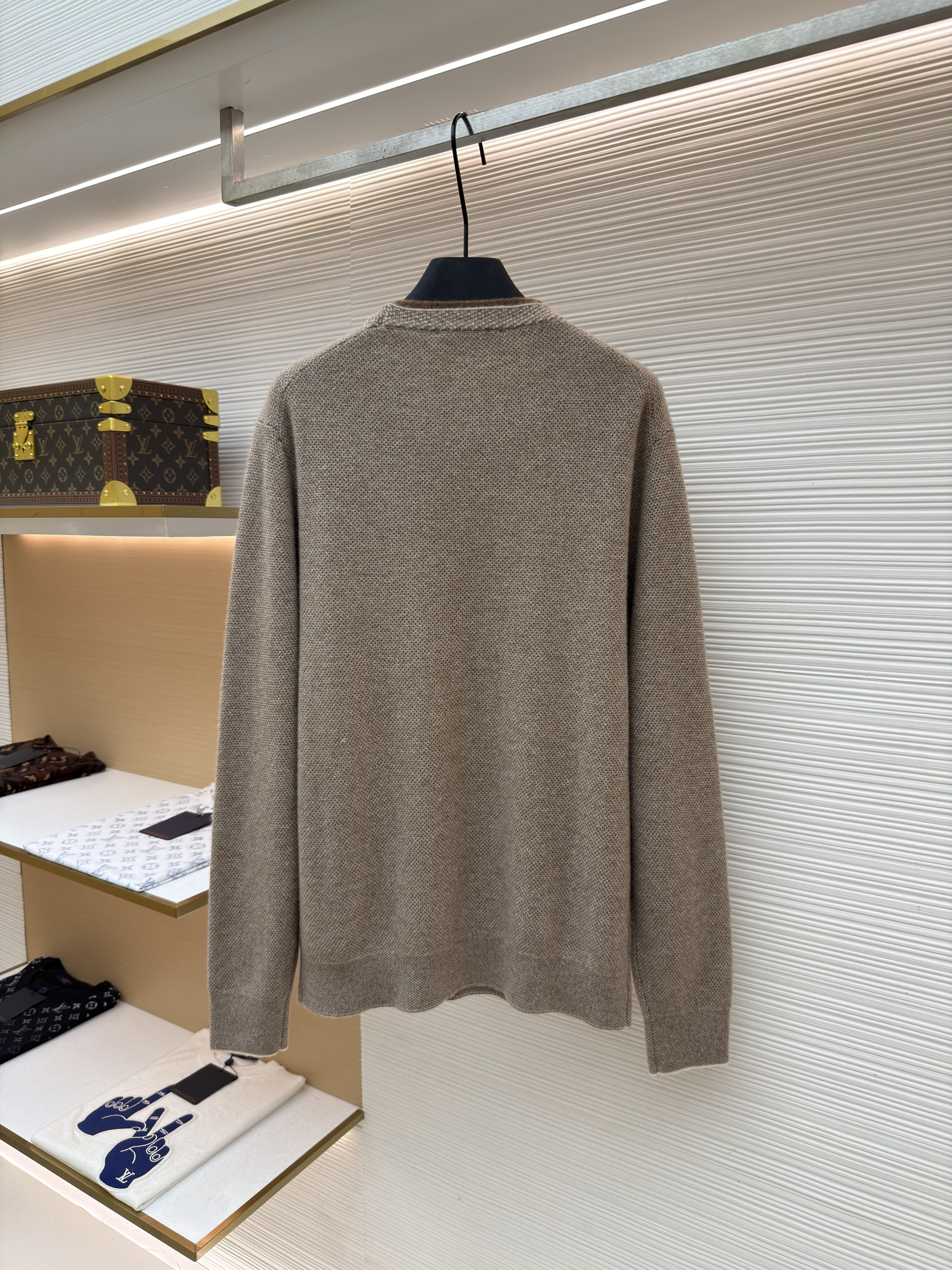 Loro Piana LP 藤格双层领套头针织毛衣 针织衫 外套 长袖 秋冬 木色 深木色 B5