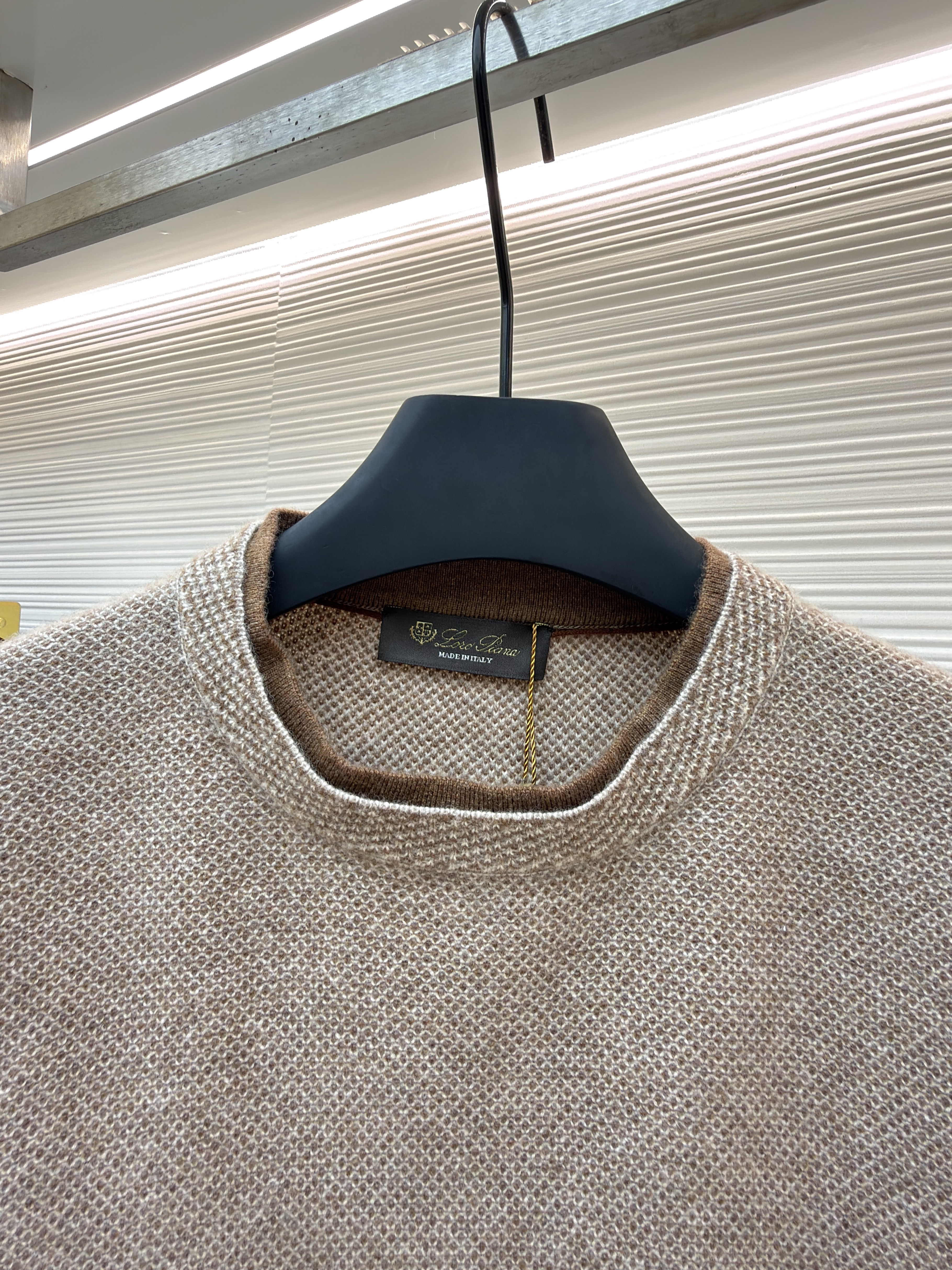 Loro Piana LP 藤格双层领套头针织毛衣 针织衫 外套 长袖 秋冬 木色 深木色 B5