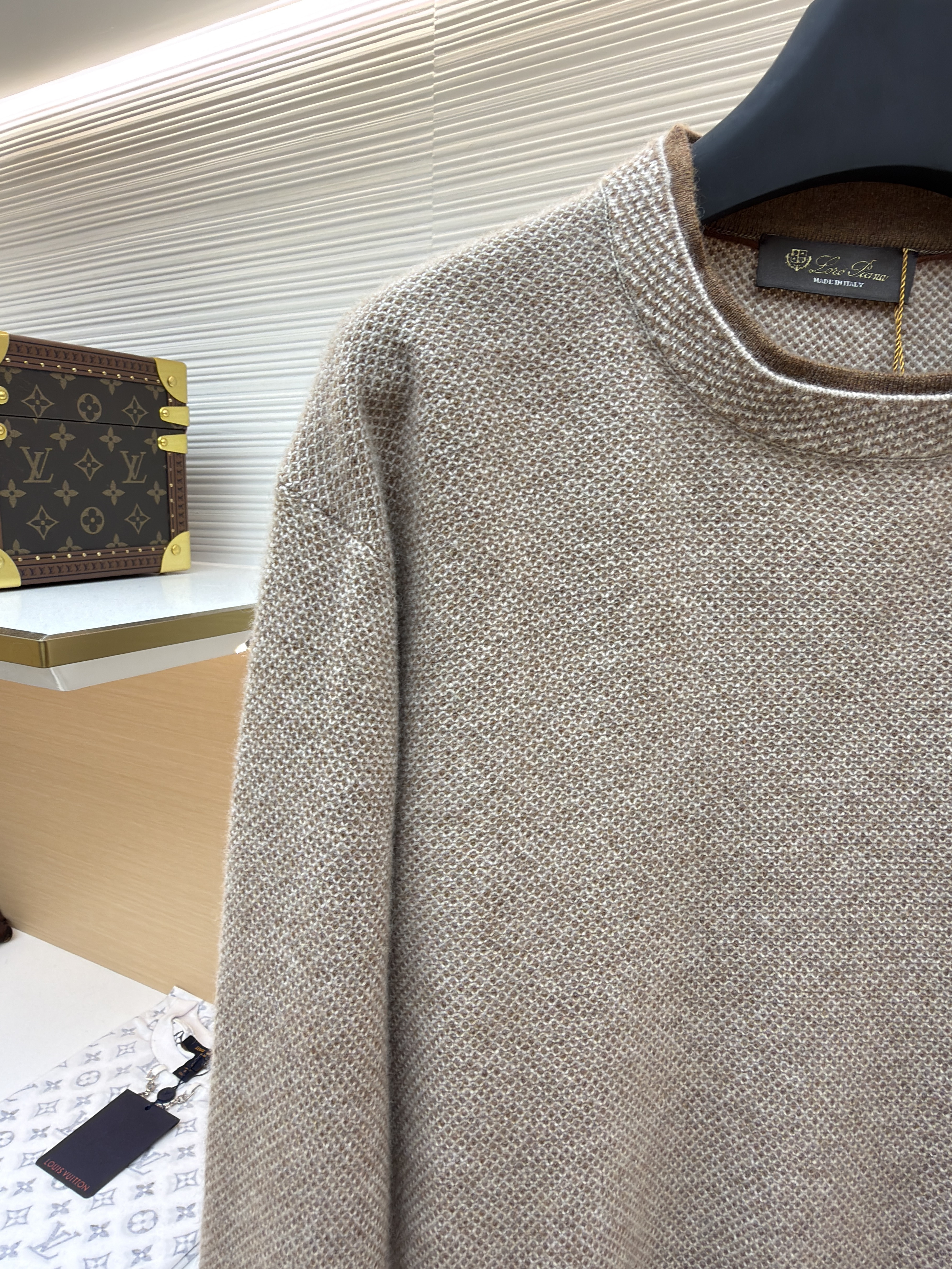 Loro Piana LP 藤格双层领套头针织毛衣 针织衫 外套 长袖 秋冬 木色 深木色 B5