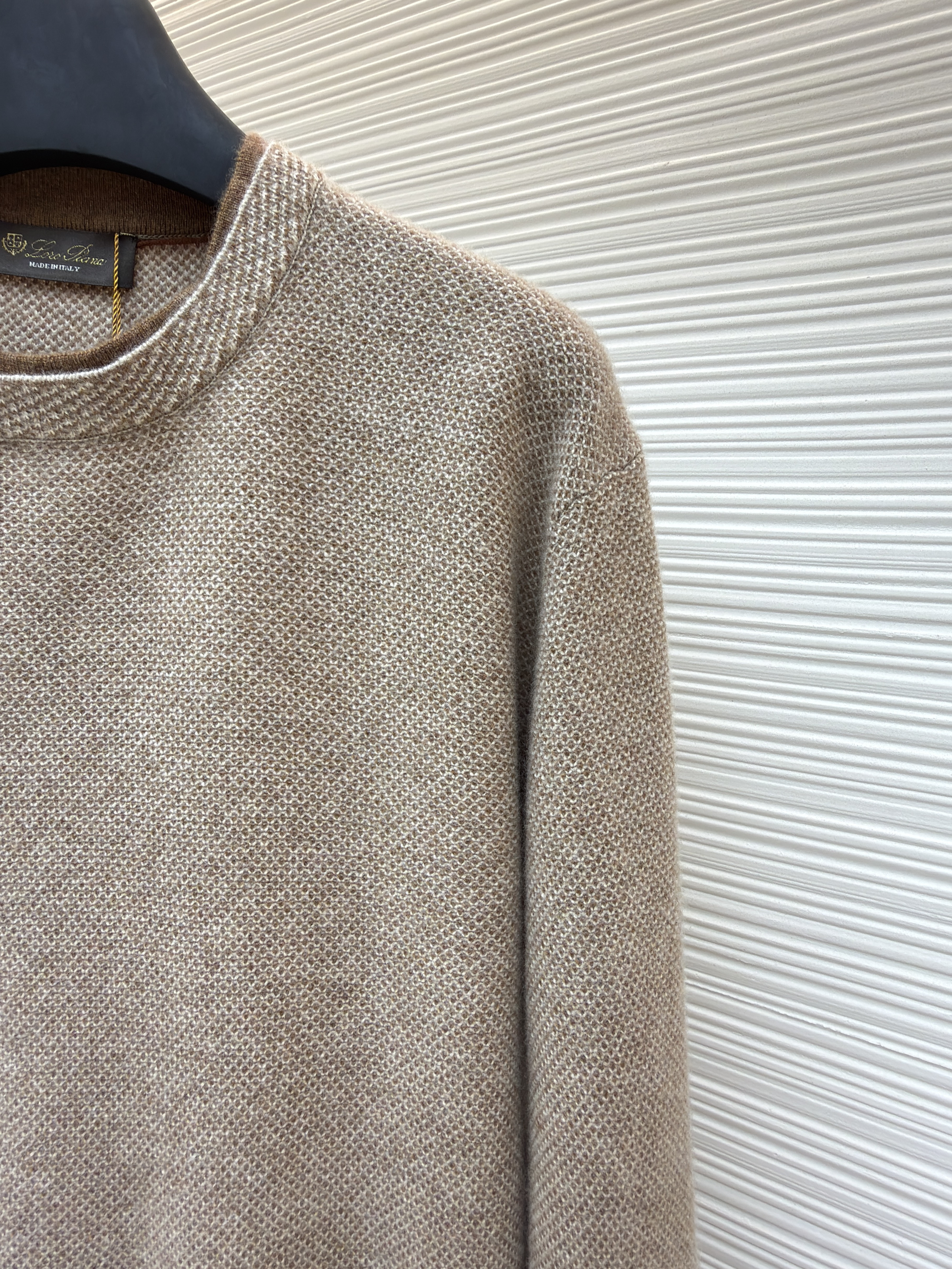 Loro Piana LP 藤格双层领套头针织毛衣 针织衫 外套 长袖 秋冬 木色 深木色 B5