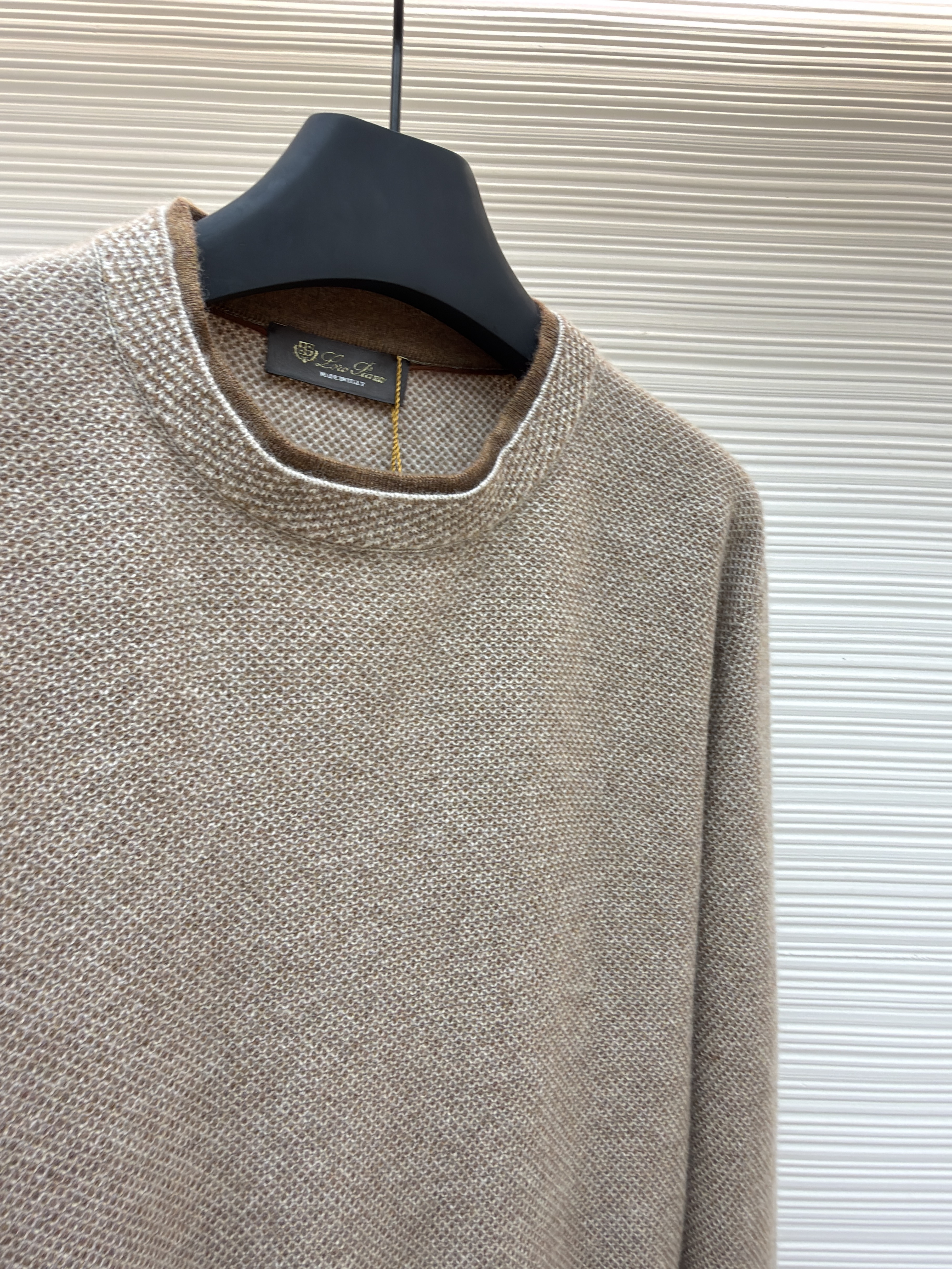 Loro Piana LP 藤格双层领套头针织毛衣 针织衫 外套 长袖 秋冬 木色 深木色 B5