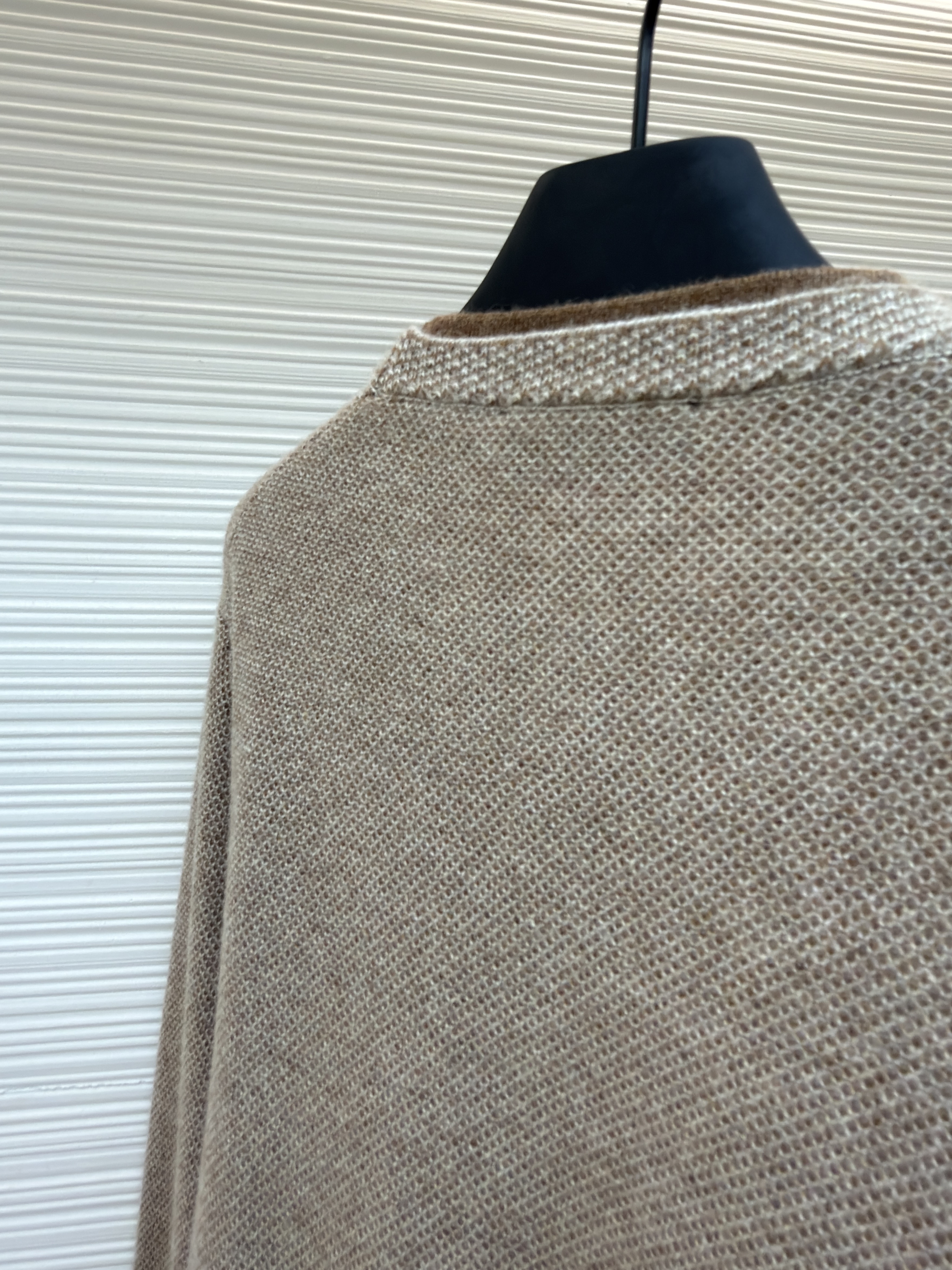 Loro Piana LP 藤格双层领套头针织毛衣 针织衫 外套 长袖 秋冬 木色 深木色 B5
