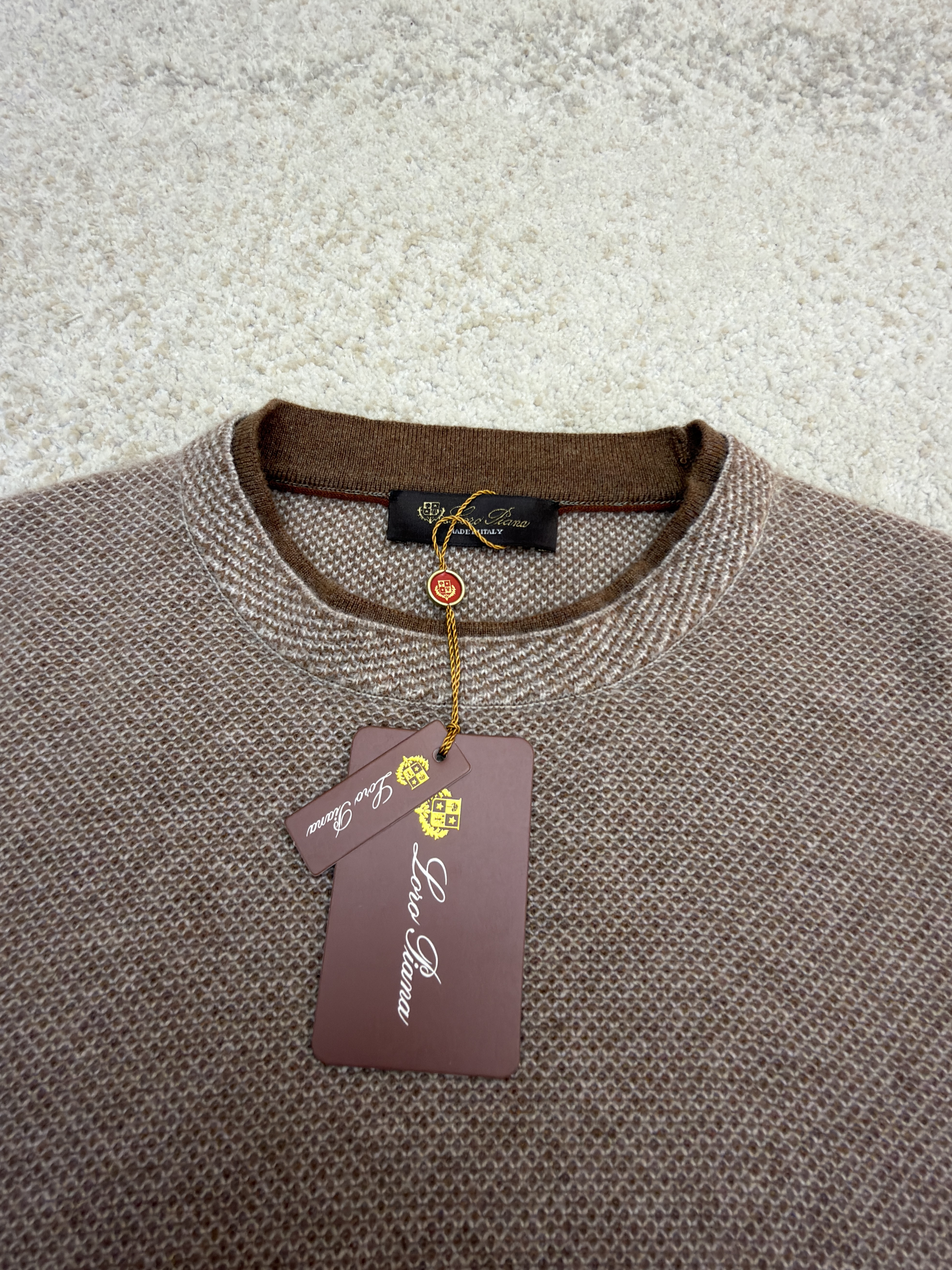 Loro Piana LP 藤格双层领套头针织毛衣 针织衫 外套 长袖 秋冬 木色 深木色 B5