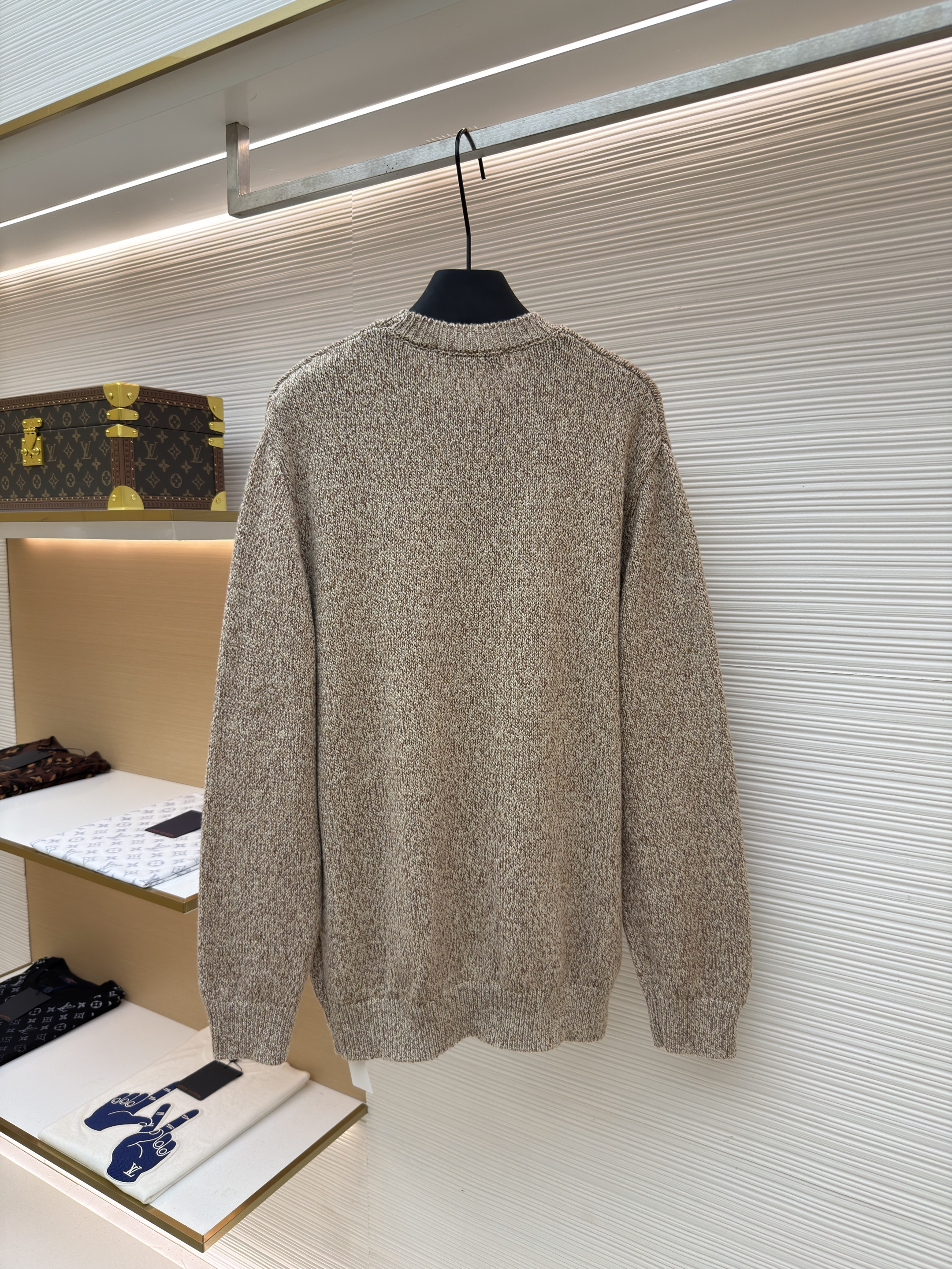 Loro Piana LP 杂色羊毛圆领针织毛衣 针织衫 外套 长袖 秋冬 卡其色 B5