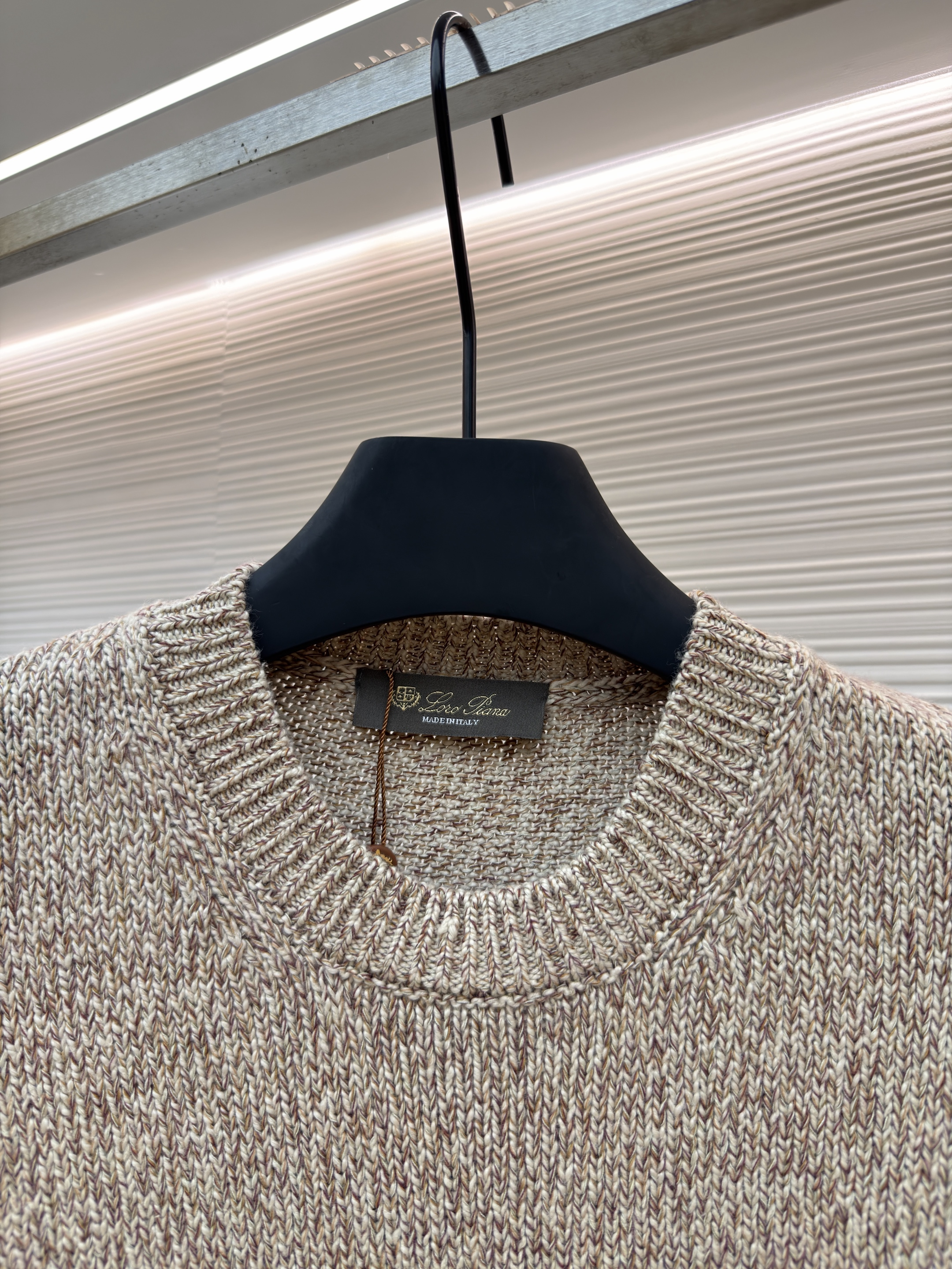 Loro Piana LP 杂色羊毛圆领针织毛衣 针织衫 外套 长袖 秋冬 卡其色 B5