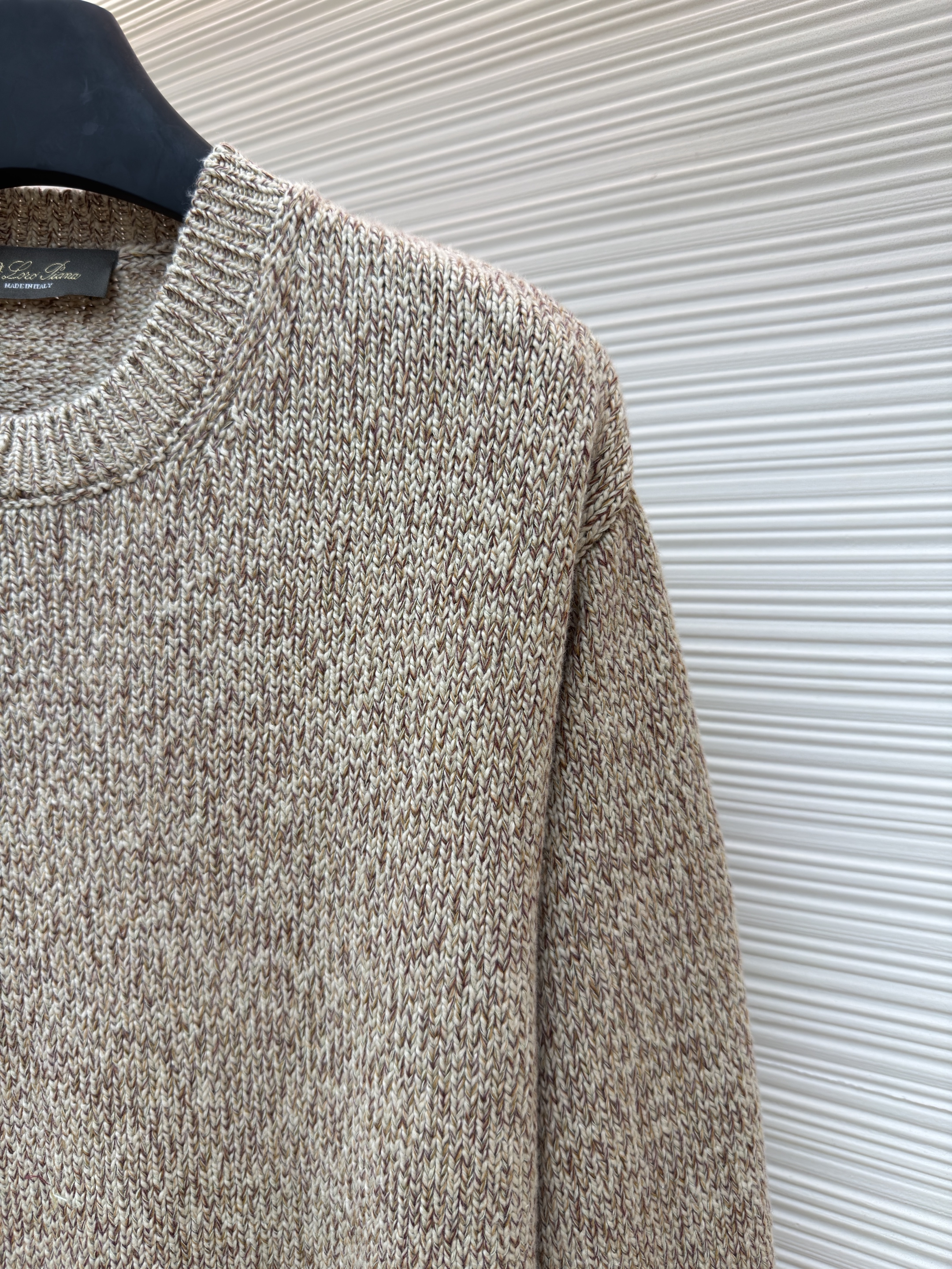 Loro Piana LP 杂色羊毛圆领针织毛衣 针织衫 外套 长袖 秋冬 卡其色 B5