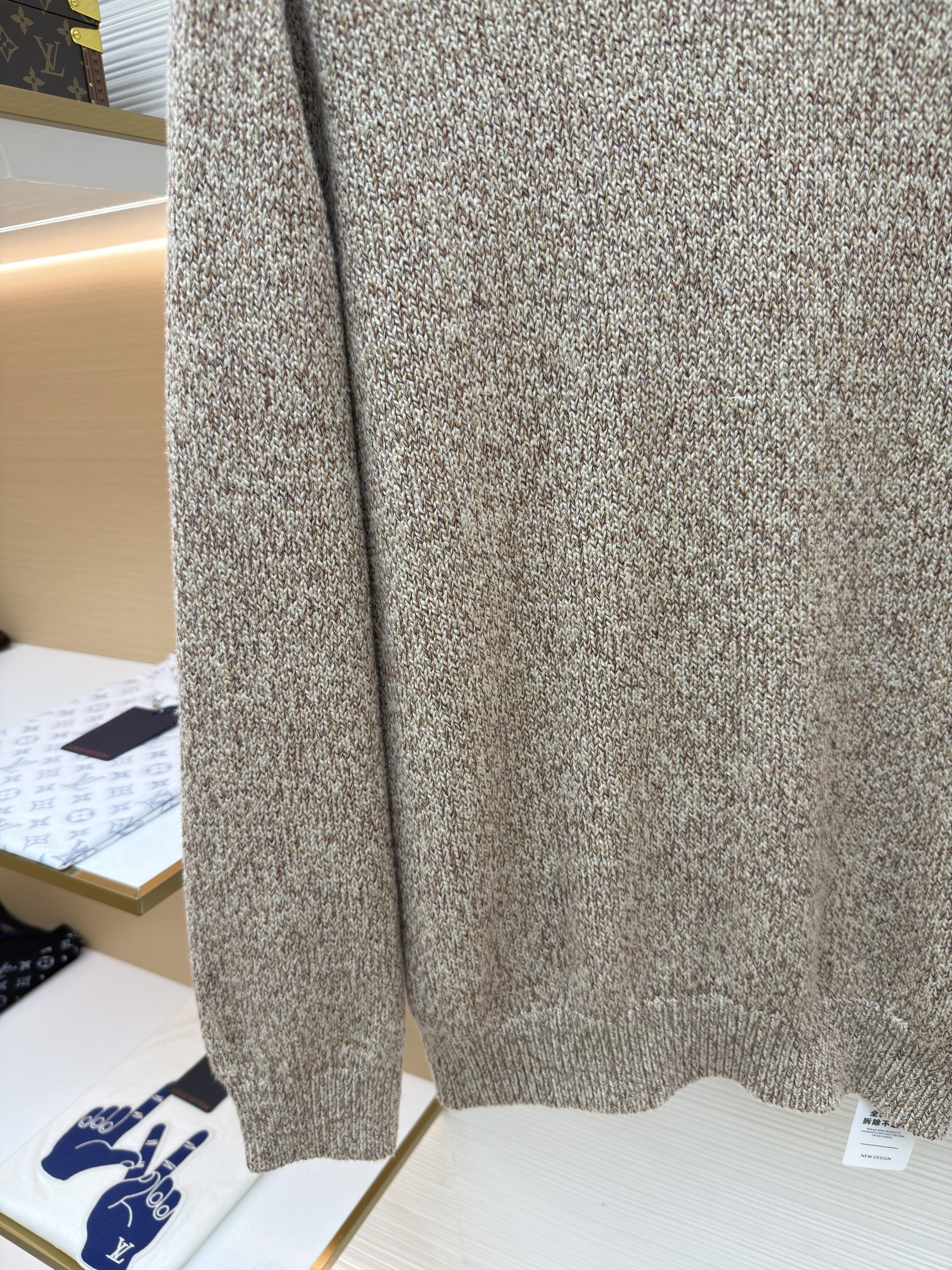 Loro Piana LP 杂色羊毛圆领针织毛衣 针织衫 外套 长袖 秋冬 卡其色 B5
