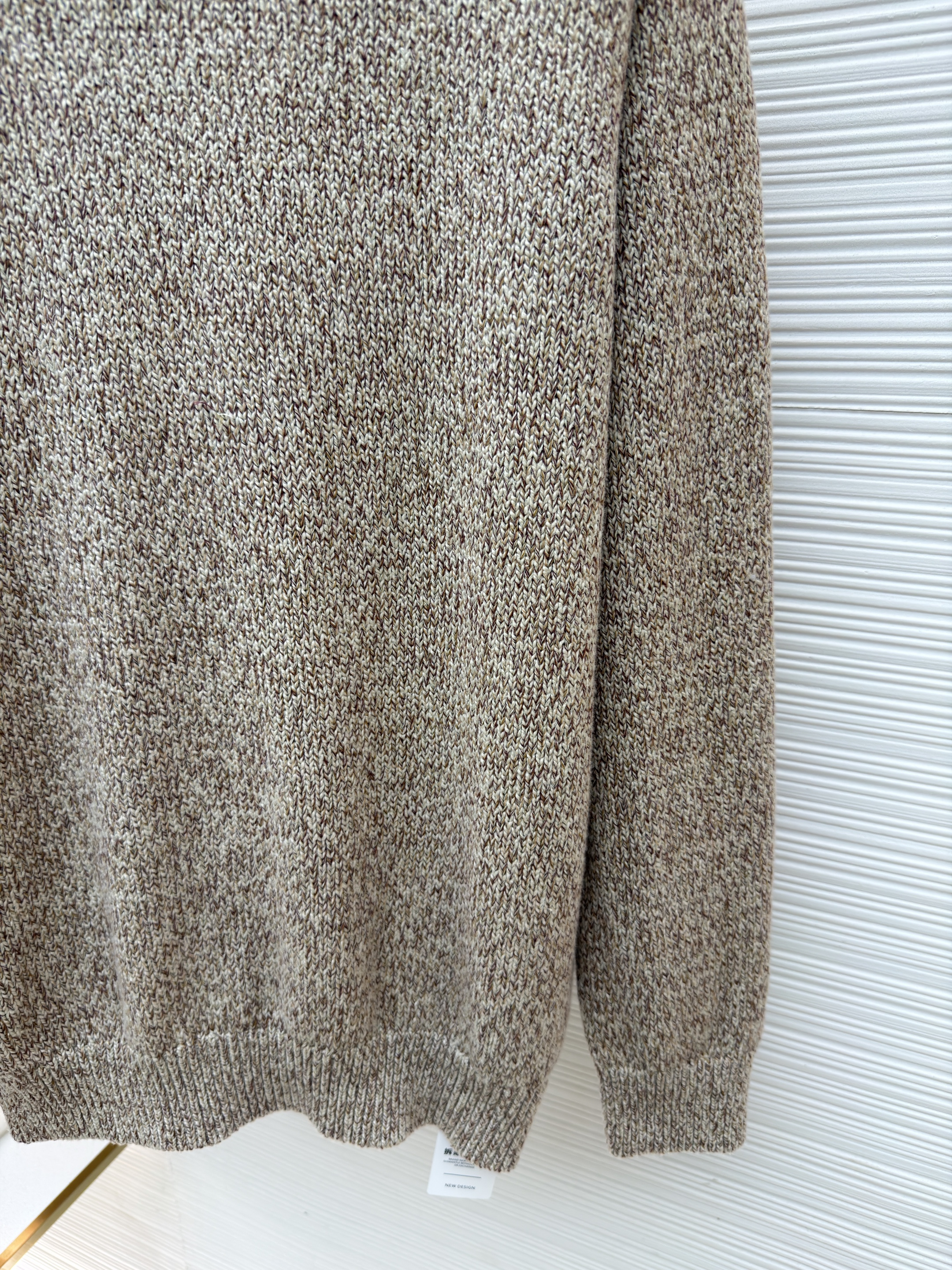 Loro Piana LP 杂色羊毛圆领针织毛衣 针织衫 外套 长袖 秋冬 卡其色 B5