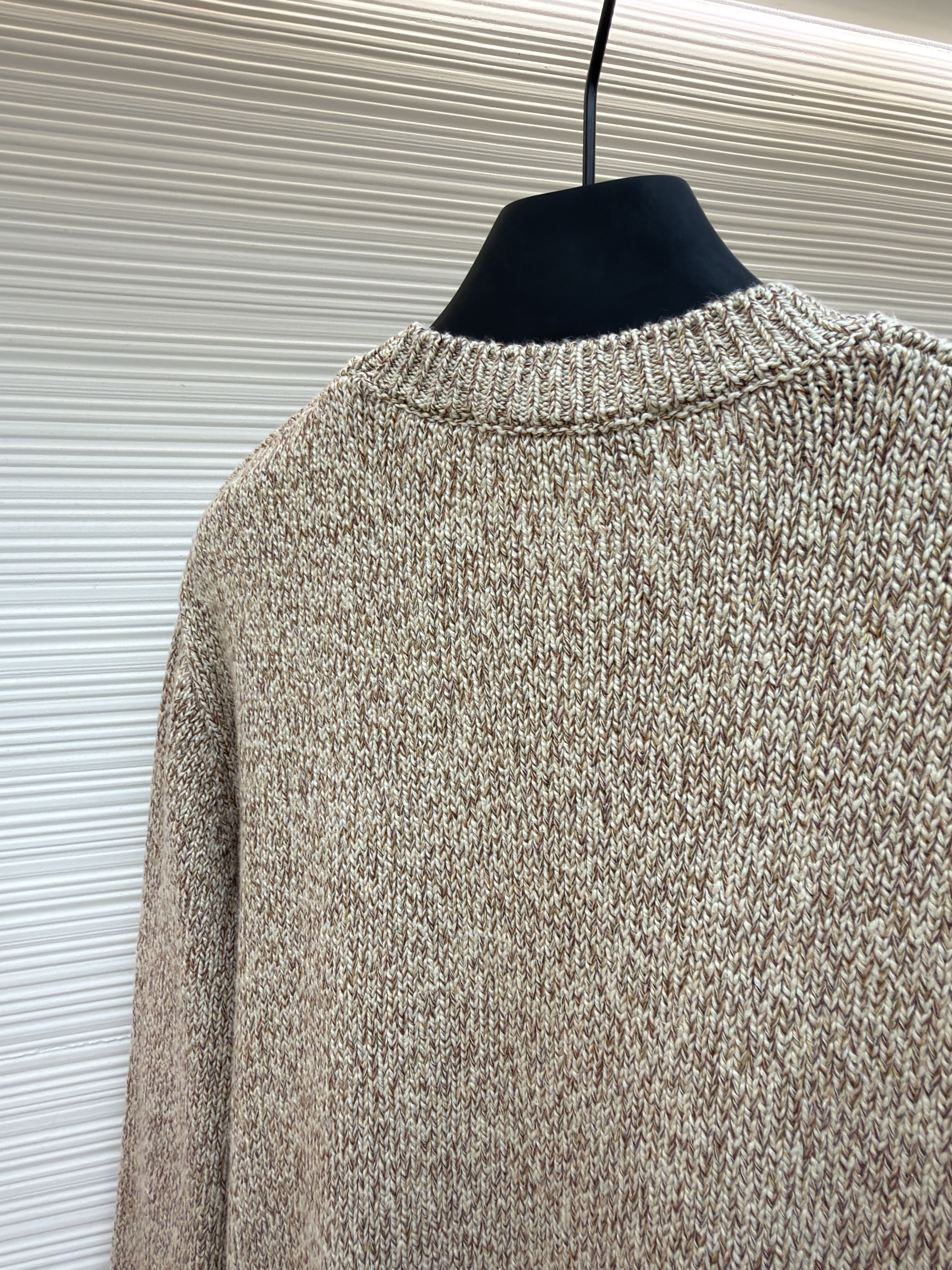 Loro Piana LP 杂色羊毛圆领针织毛衣 针织衫 外套 长袖 秋冬 卡其色 B5