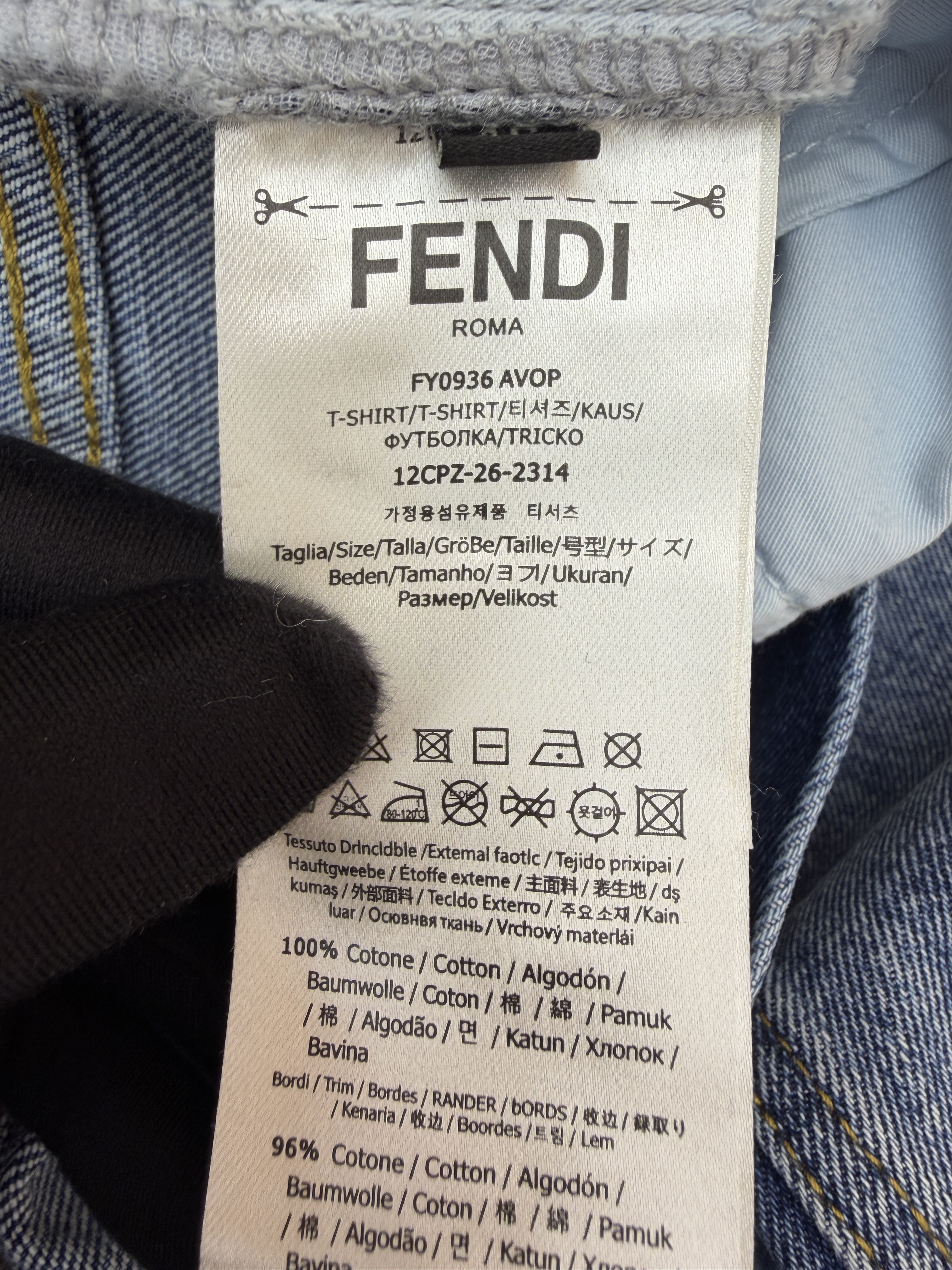 FENDI 芬迪 绣花标识牛仔裤 长裤 裤子 休闲裤 浅蓝色 B0