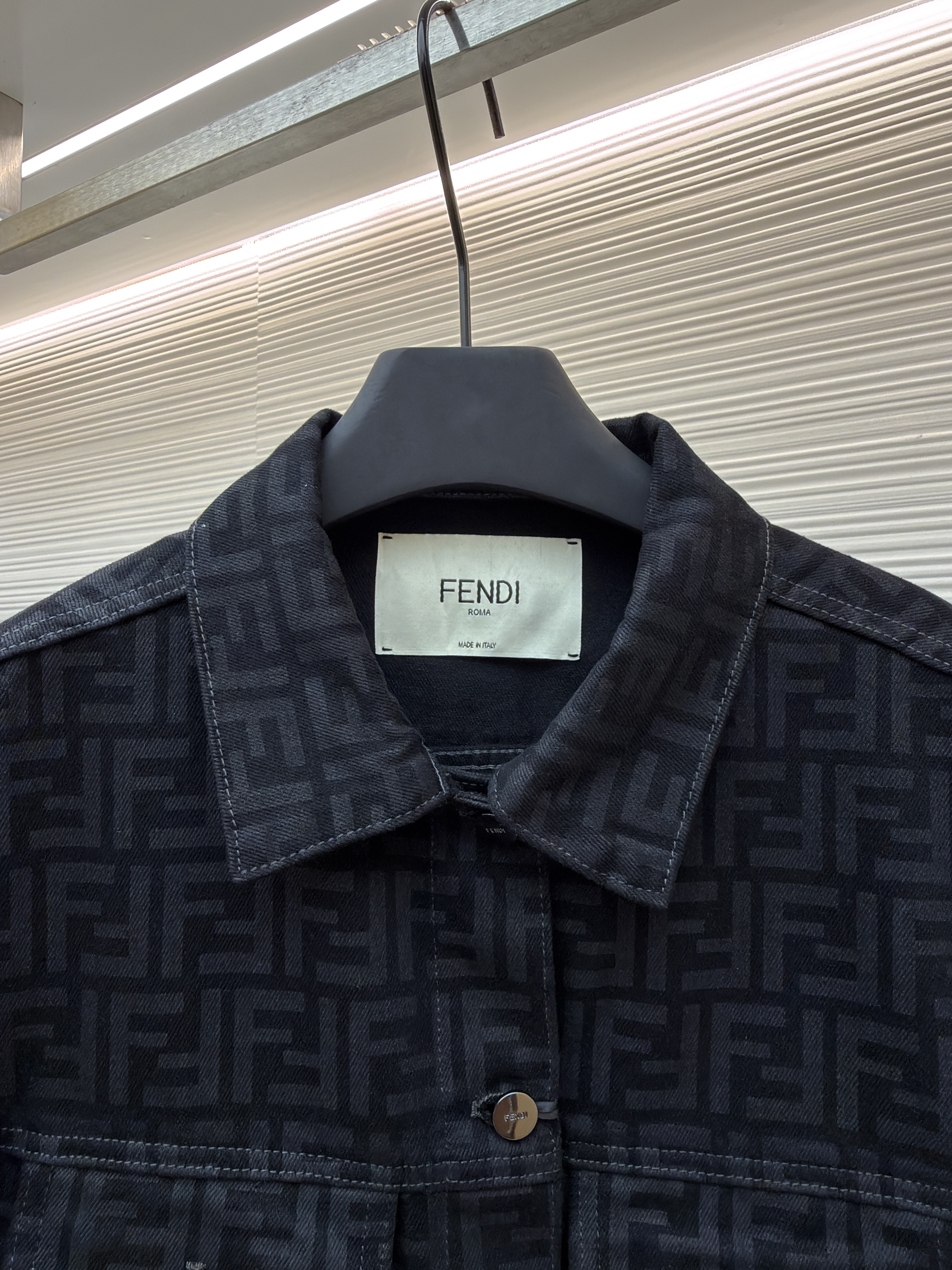 FENDI 芬迪 FF满印牛仔外套 夹克 长袖 秋冬 黑色 C0