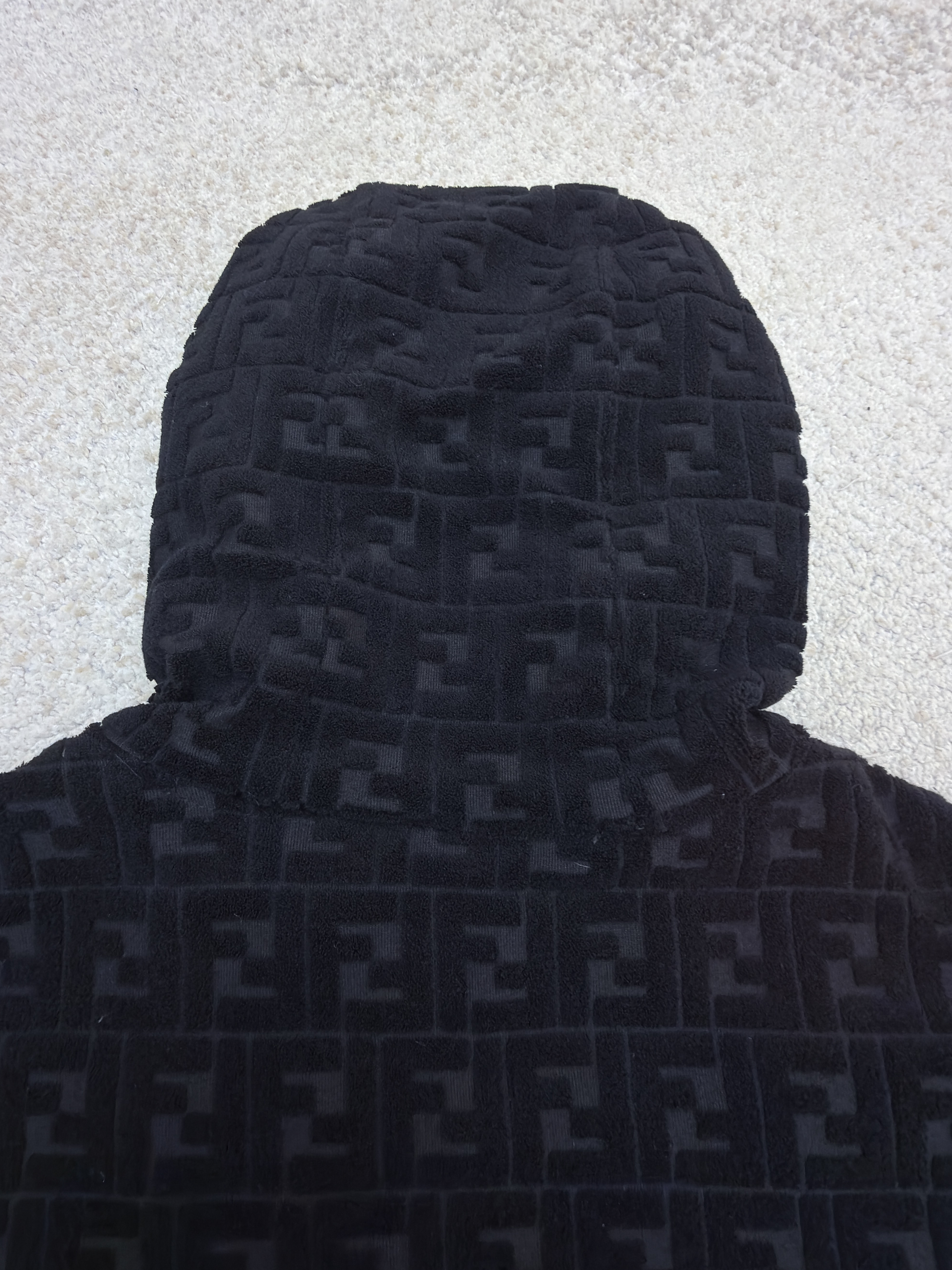 FENDI 芬迪 满印植绒拉链连帽卫衣 连帽衫 外套 夹克 长袖 秋冬 黑色 C0