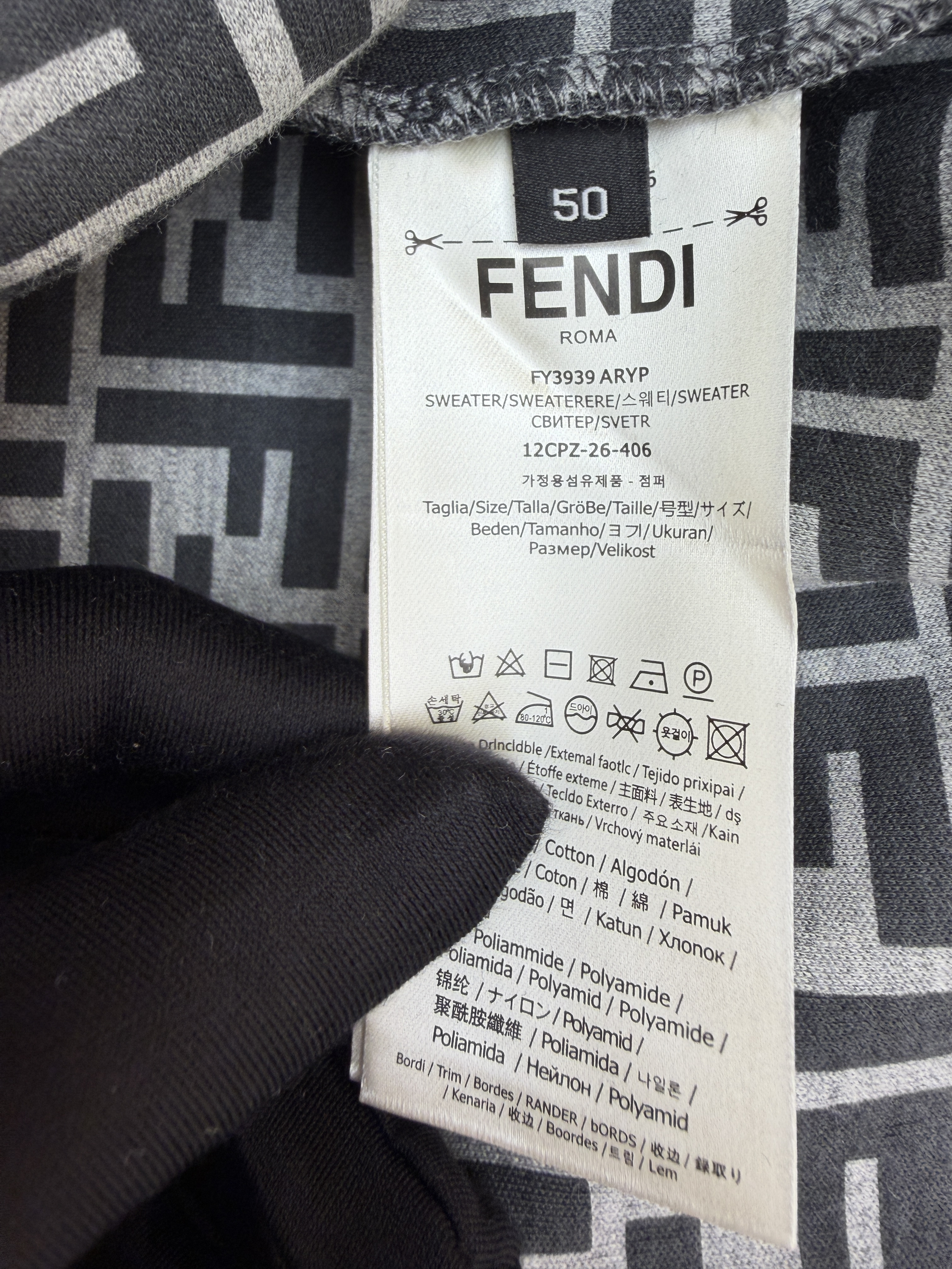 FENDI 芬迪 口袋抽绳拉链连帽卫衣 连帽衫 外套 长袖 灰色 C0