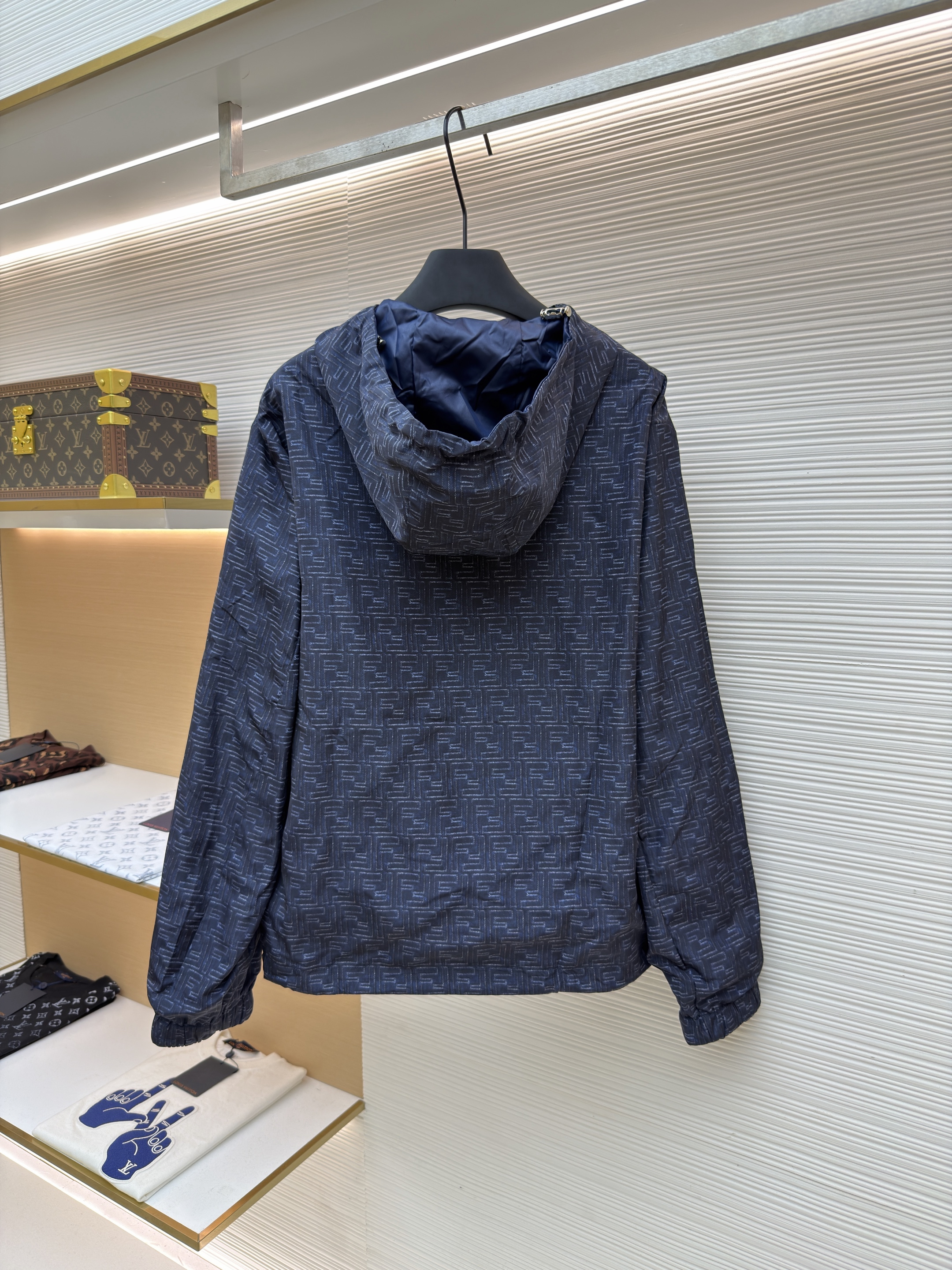 FENDI 芬迪 FF双面两穿拉链连帽外套 夹克 长袖 秋冬 藏蓝色 B5
