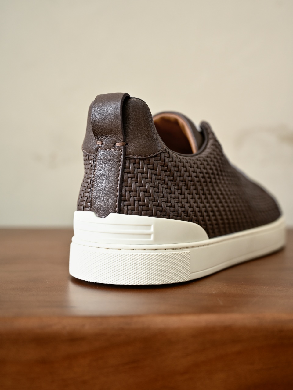 杰尼亚 Zegna  Triple Stitch Woven Leather Upper Laceless Sneakers - C0-LHPNU-S4665Z-CTO