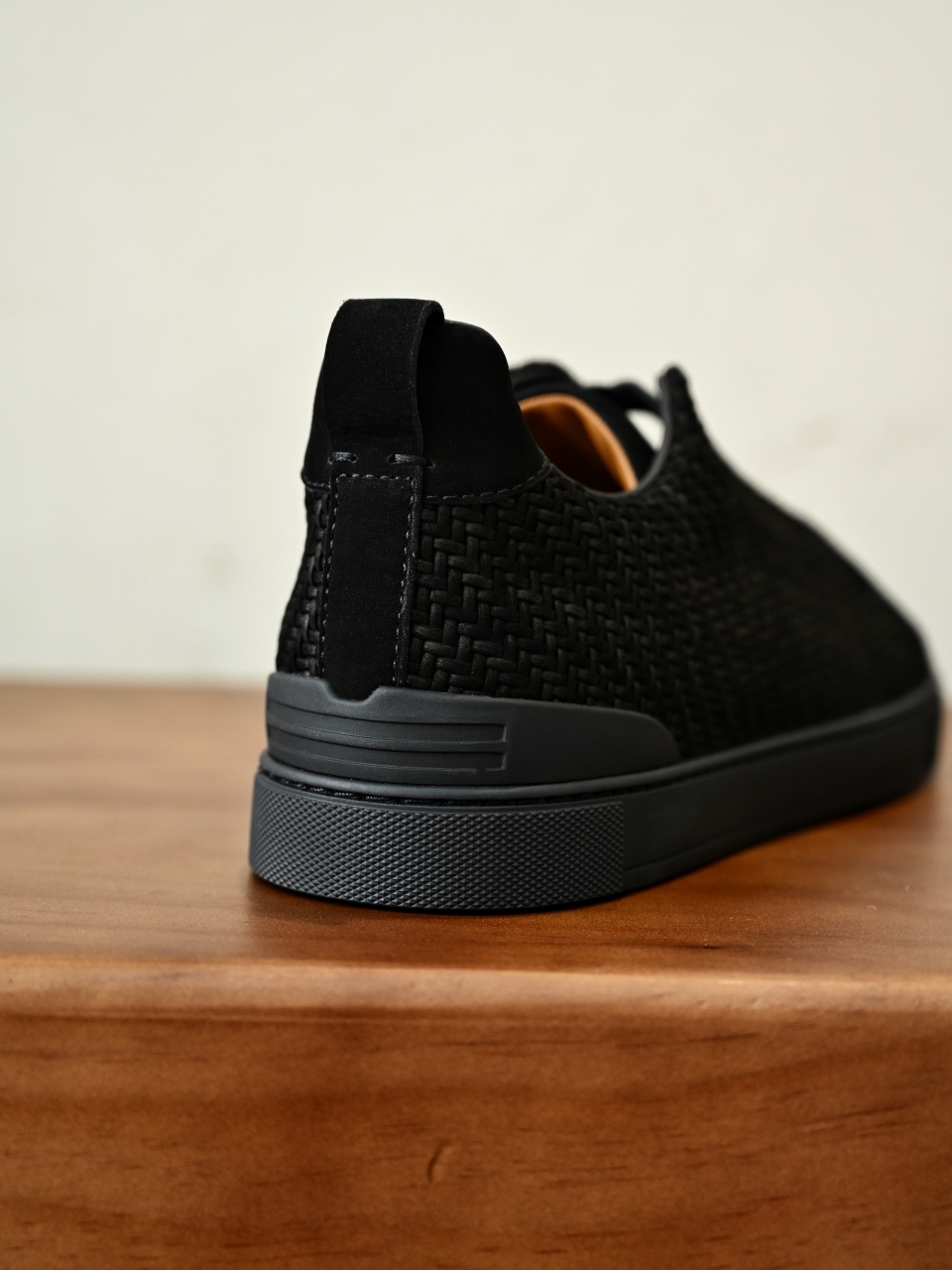杰尼亚 Suede  Zegna  Triple Stitch Woven Leather Upper Laceless Sneakers - C0-LHPNU 