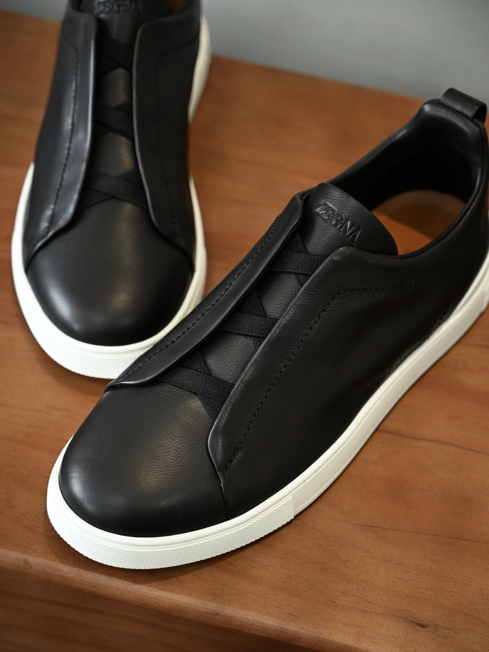 ZE2617 杰尼亚  Zegna Triple -(Smooth Leather) Laceless Sneakers -C0