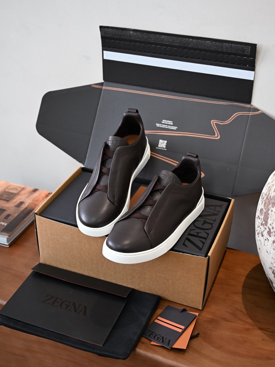 ZE2617 杰尼亚 Zegna Triple -(Smooth Leather) Laceless Sneakers -C0-02