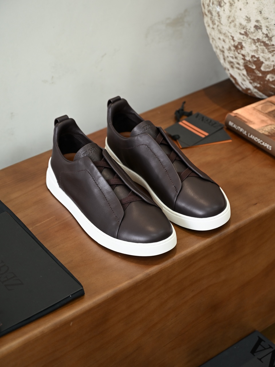 ZE2617 杰尼亚 Zegna Triple -(Smooth Leather) Laceless Sneakers -C0-02
