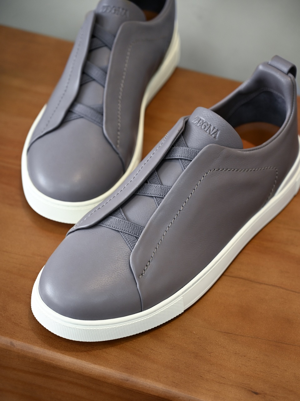 ZE2617 杰尼亚  Zegna Triple -(Smooth Leather) Laceless Sneakers -C0-04-LHOTA-S5207
