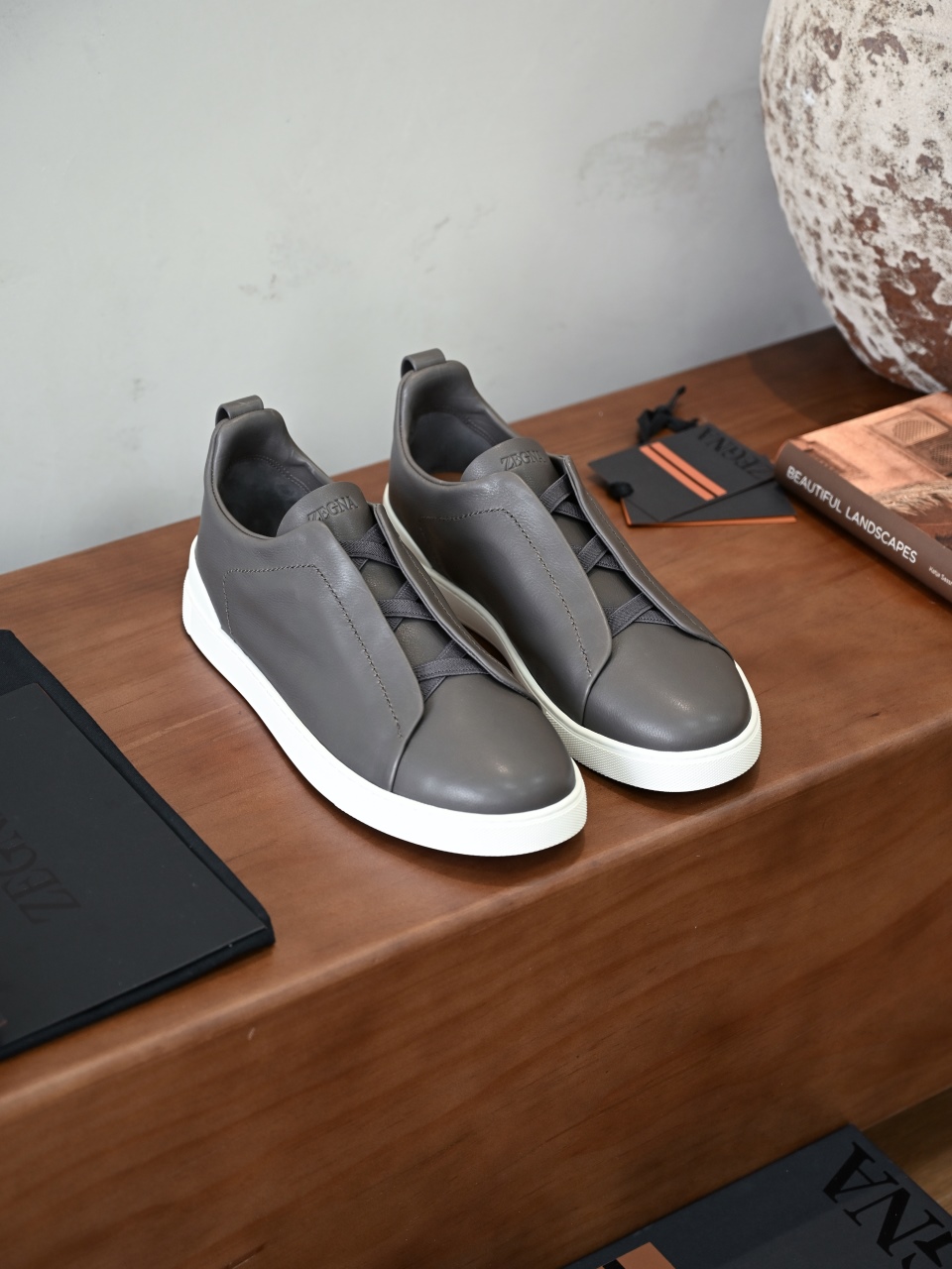 ZE2617 杰尼亚  Zegna Triple -(Smooth Leather) Laceless Sneakers -C0-05-LHOTA-S5207