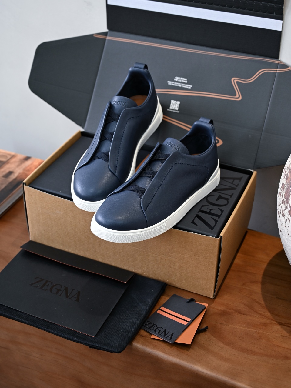 ZE2617 杰尼亚  Zegna Triple -(Smooth Leather) Laceless Sneakers -C0-06-LHOTA-S5207