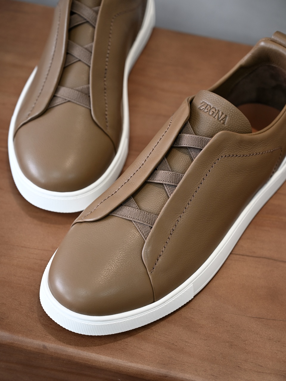 ZE2617 杰尼亚  Zegna Triple -(Smooth Leather) Laceless Sneakers -C0-08-LHOTA-S5207