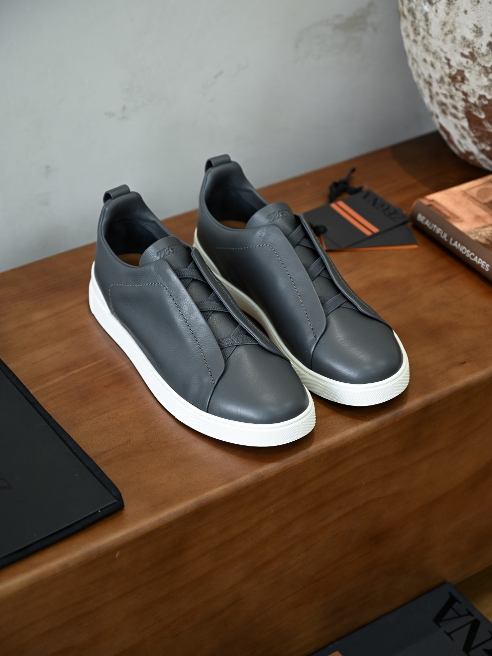 ZE2617 杰尼亚 Zegna Triple -(Smooth Leather) Laceless Sneakers -C0-09-LHOTA-S5207