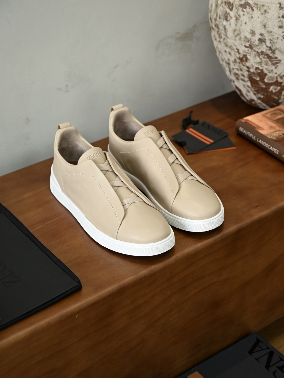 ZE2617 杰尼亚  Zegna Triple -(Smooth Leather) Laceless Sneakers -C0-10-LHOTA-S5207