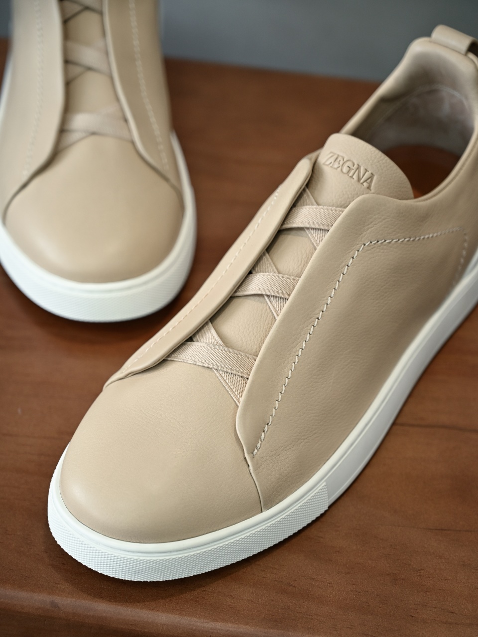 ZE2617 杰尼亚  Zegna Triple -(Smooth Leather) Laceless Sneakers -C0-10-LHOTA-S5207