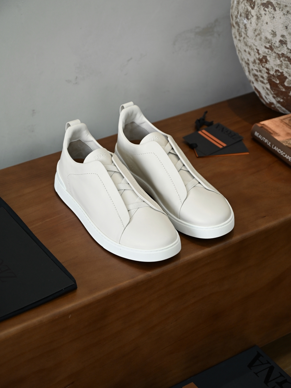 ZE2617 杰尼亚 Zegna Triple -(Smooth Leather) Laceless Sneakers -C0-10-LHOTA-S5207