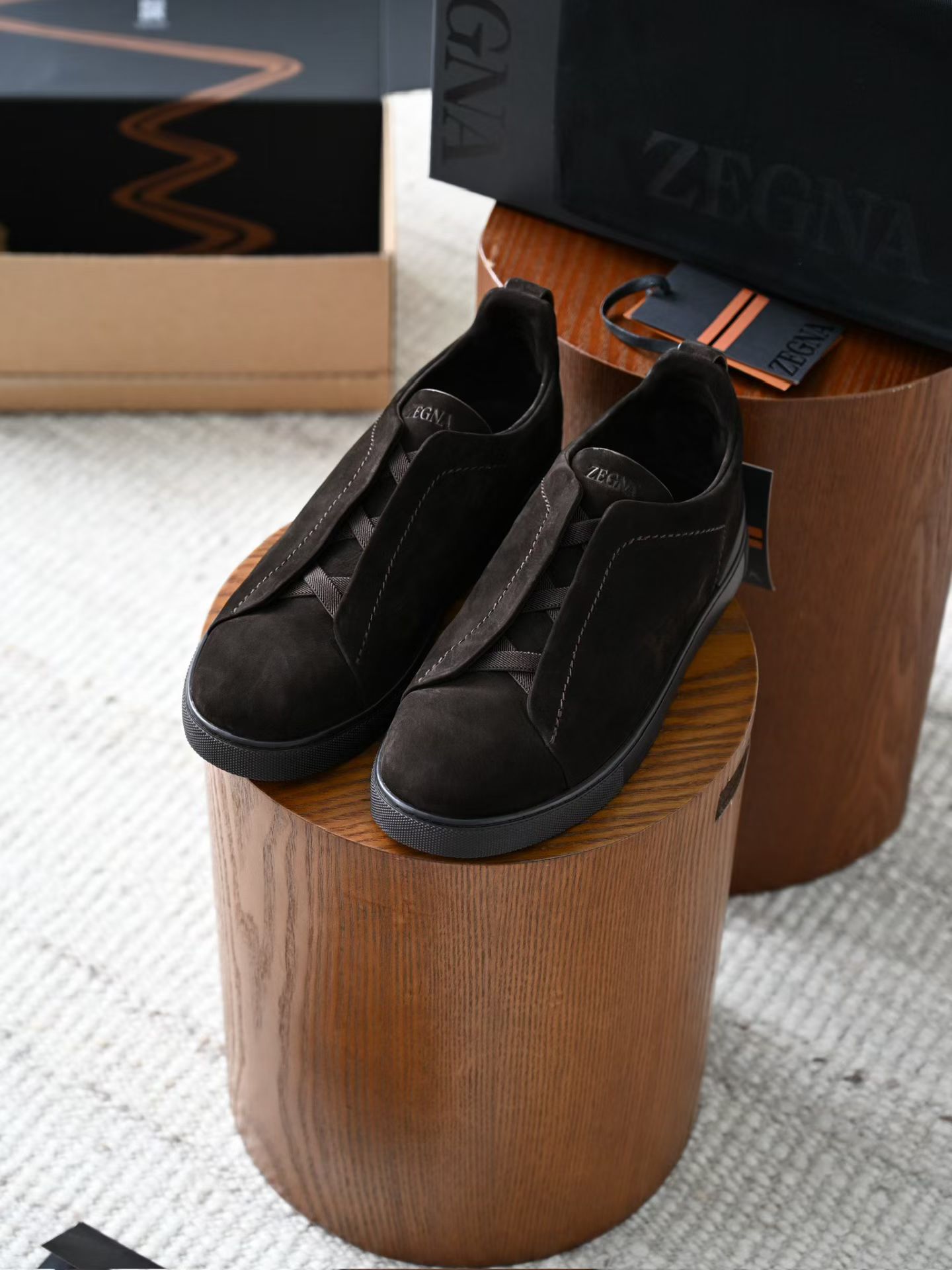 ZE2441-5 杰尼亚 Zegna Triple -(Suede) Laceless Sneakers -C0-LHNBC-S7964Z
