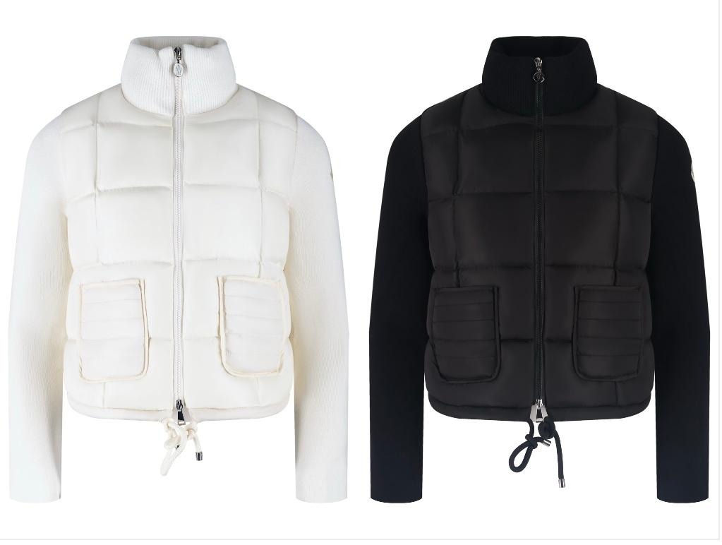 Moncler 蒙口 Padded Corduroy系列 针织拼袖拉链立领羽绒服 夹克 长袖 外套 女款 保暖 白色 黑色 C5