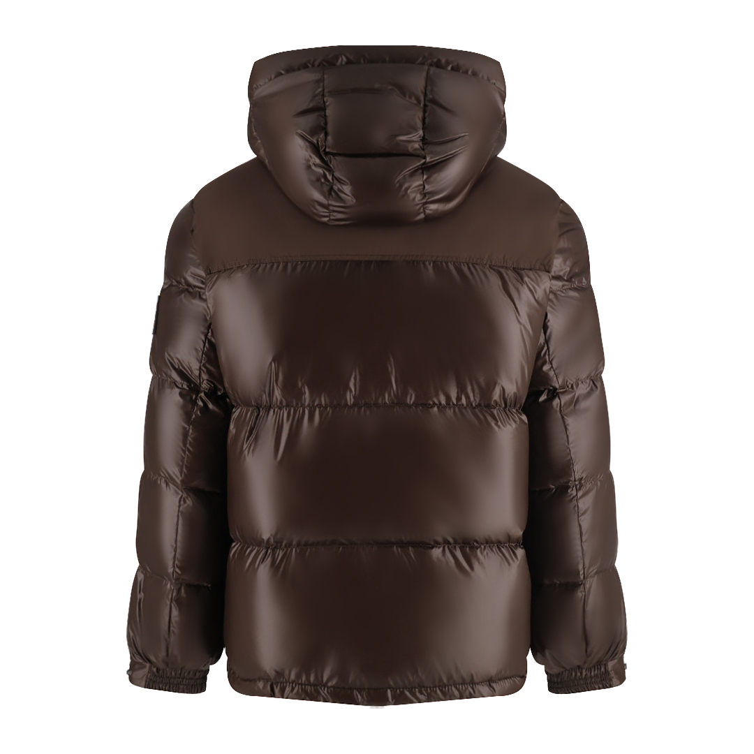 Burberry 巴宝莉 胸口刺绣拉链连帽羽绒服 长袖 外套 黑色 咖色 D0