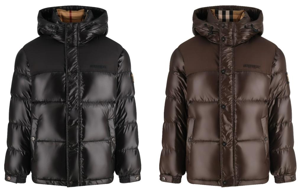 Burberry 巴宝莉 胸口刺绣拉链连帽羽绒服 长袖 外套 黑色 咖色 D0