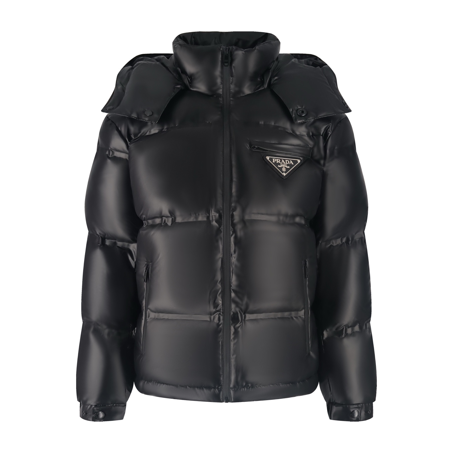 PRADA 普拉达 大三角标拉链连帽羽绒服 夹克 外套 保暖 长袖 卡其色 黑色 D0