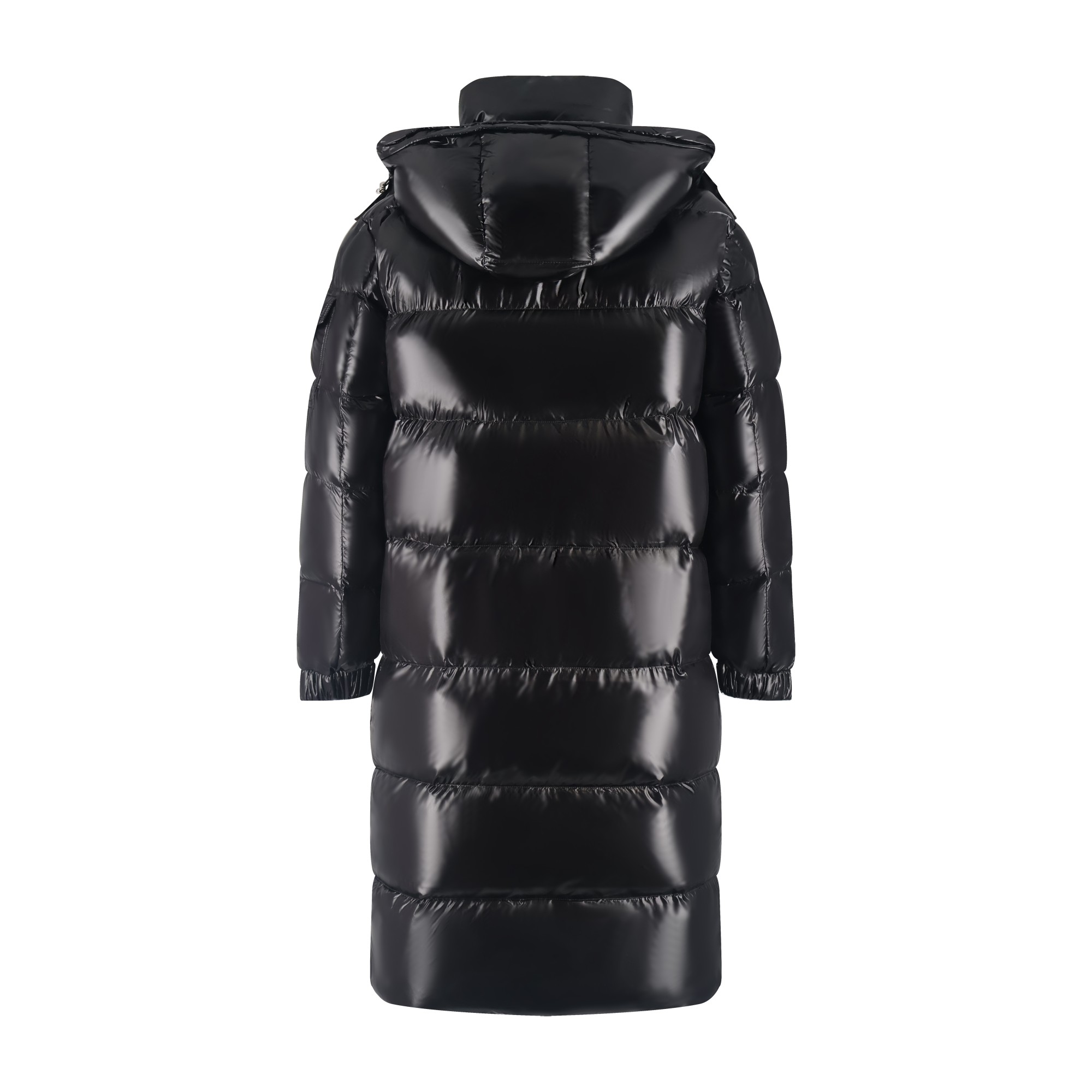 Moncler 蒙口 Hanoverian Maya 漆面拉链连帽羽绒服 长款 保暖 外套 夹克 黑色 D0 