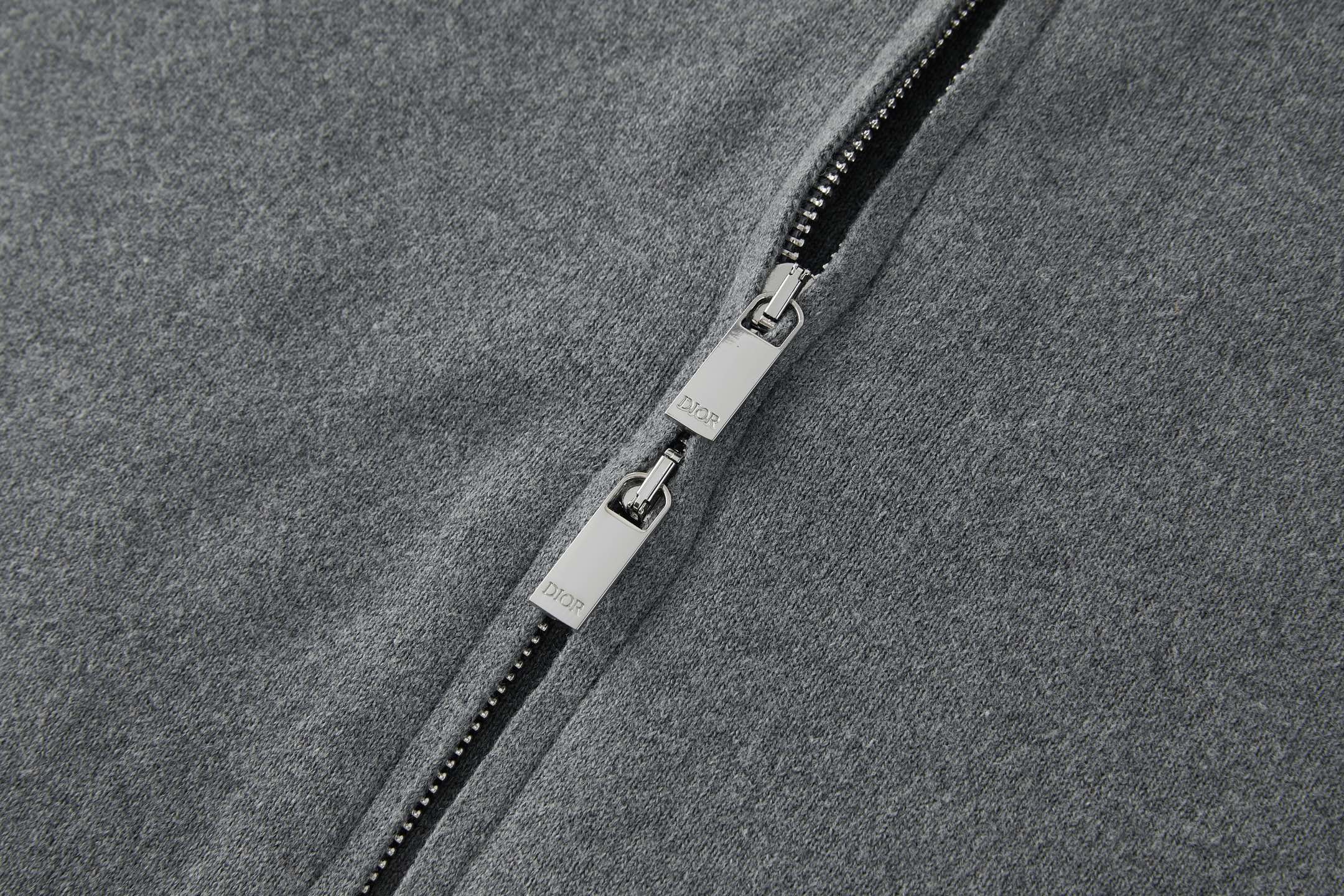 DIOR 迪奥 字母刺绣标识拉链立领开衫 毛衣 针织衫 外套 秋冬 长袖 灰色 黑色 B5