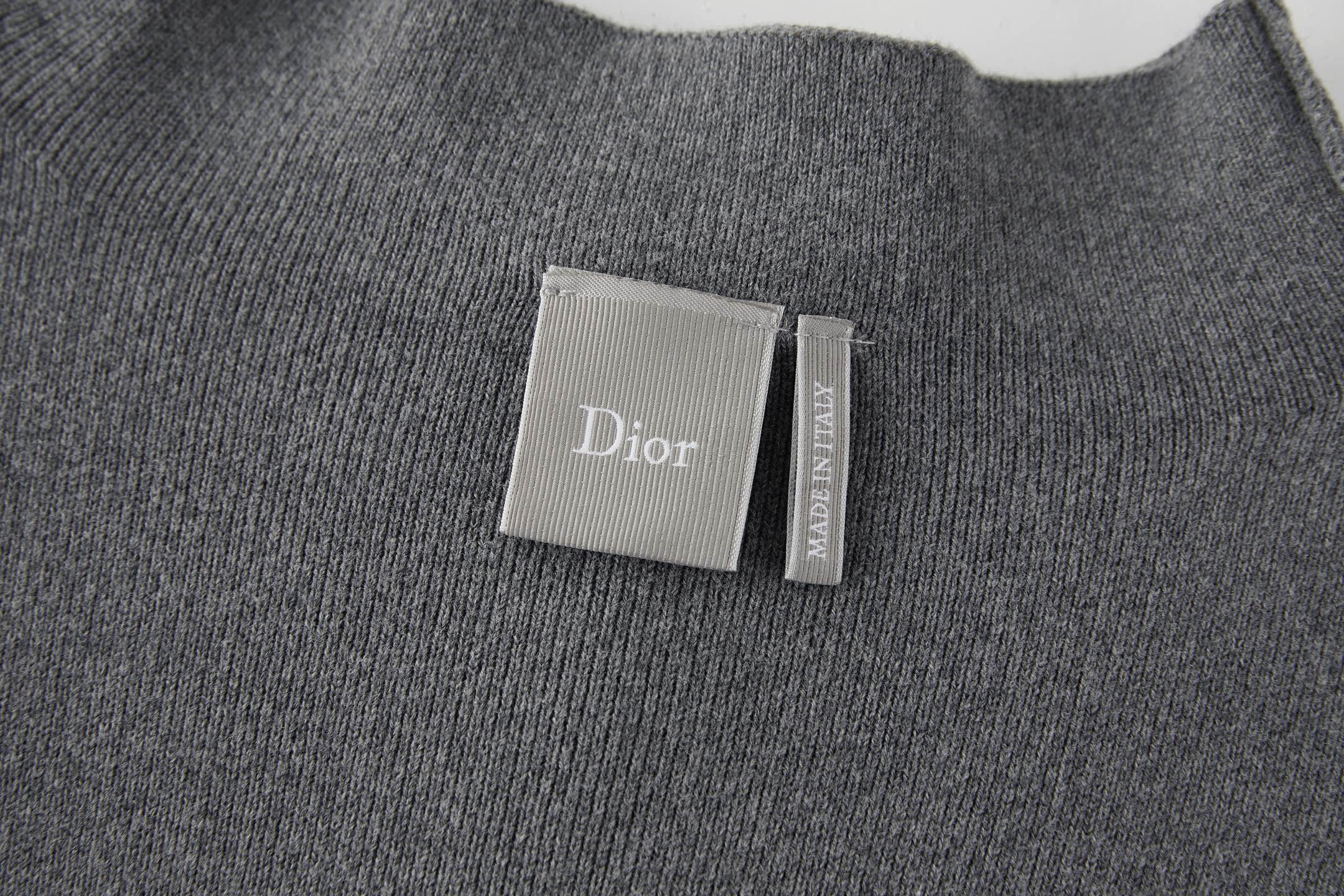 DIOR 迪奥 字母刺绣标识拉链立领开衫 毛衣 针织衫 外套 秋冬 长袖 灰色 黑色 B5