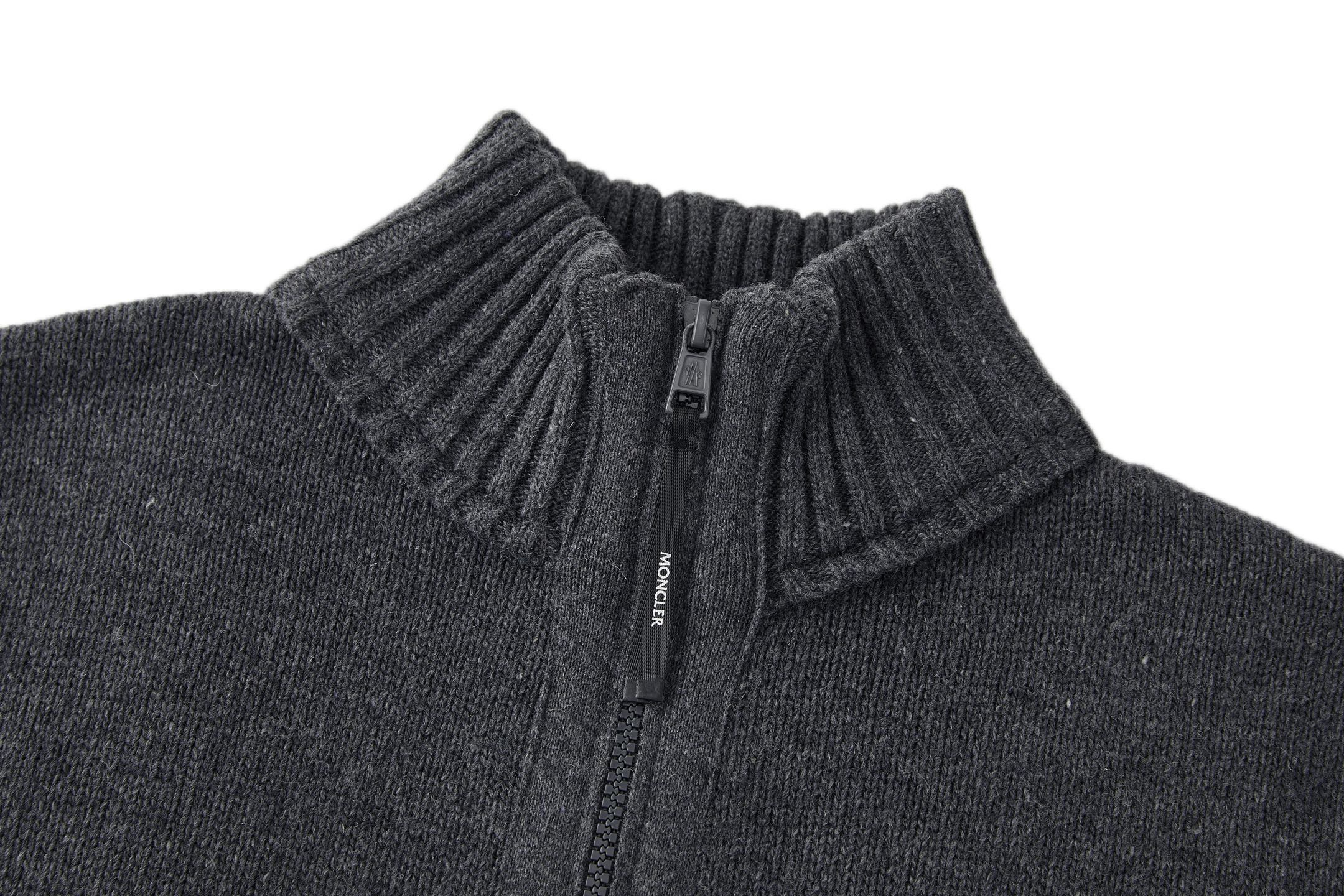 Moncler 蒙口 徽标拉链立领针织开衫 毛衣 针织衫 秋冬 外套 灰色 B5
