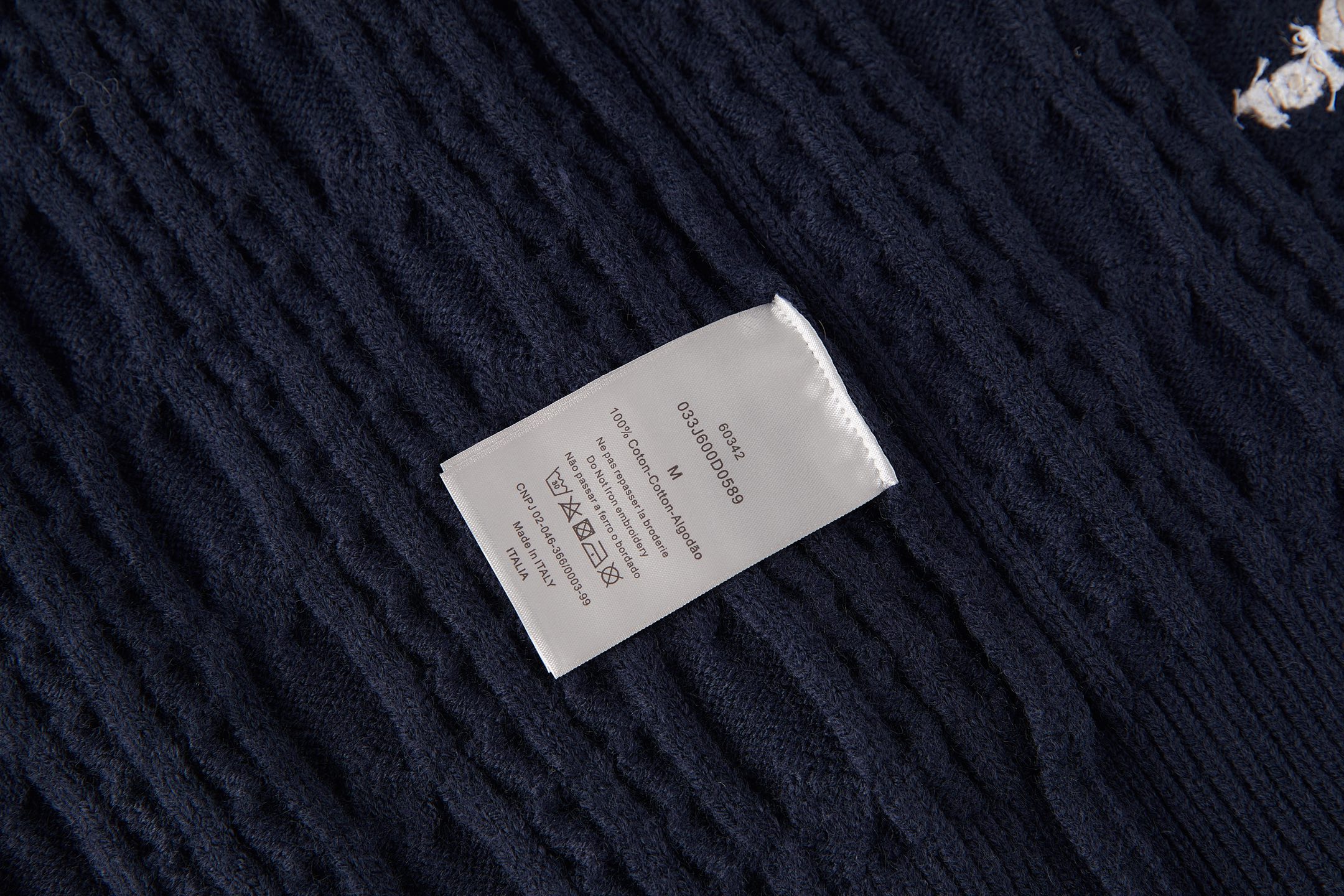 DIOR 迪奥 刺绣绞花针织毛衣 针织衫 套头 秋冬 外套 长袖 藏蓝色 B0 