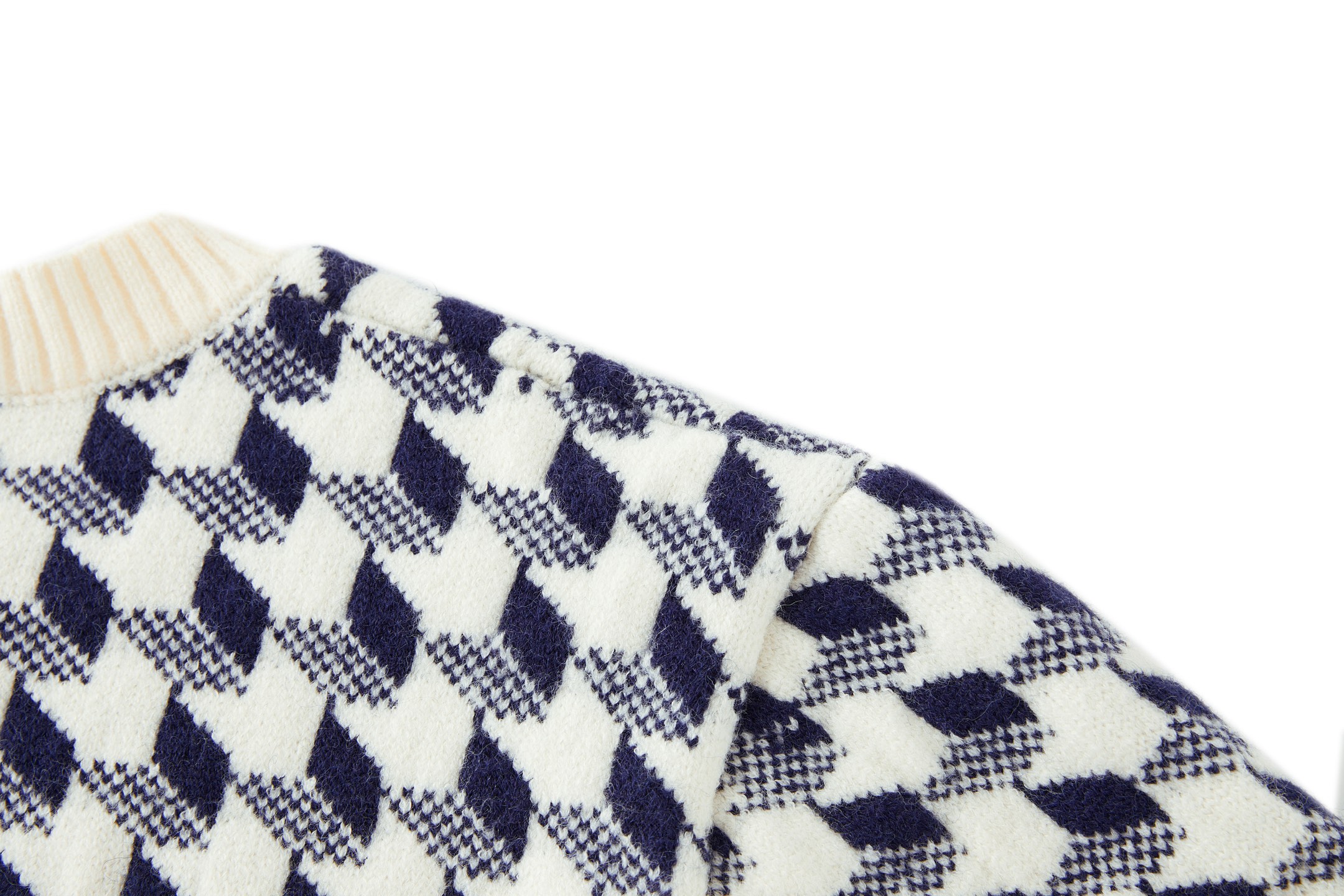 DIOR 迪奥 千鸟格纹针织毛衣 针织衫 套头 秋冬 外套 长袖 白蓝色 B0 