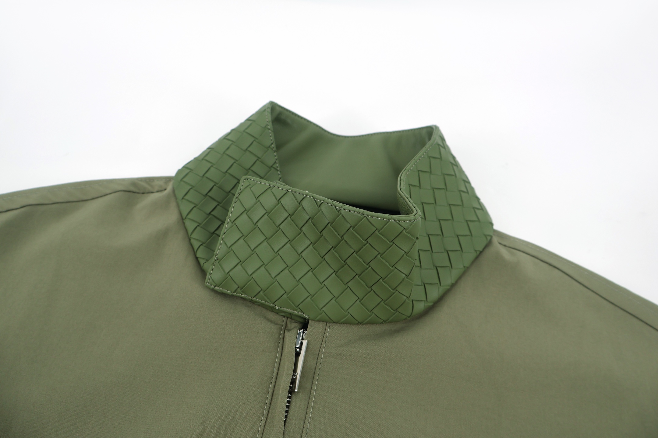 Bottega Veneta 编织领拉链夹克 外套 长袖 秋冬 绿色 C0    