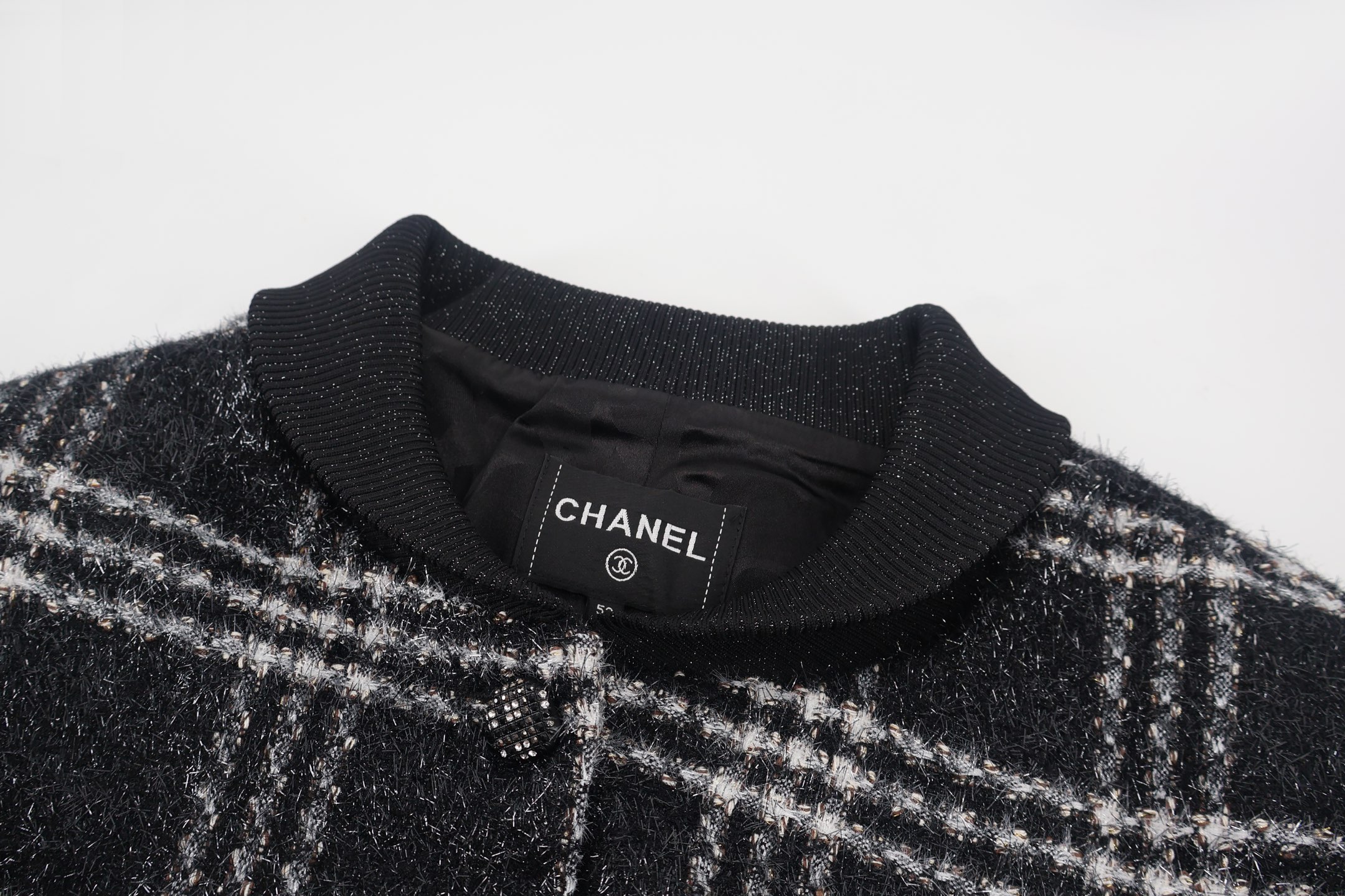 Chanel 香奈儿 格纹单排扣外套 夹克  秋冬款 黑色 E0